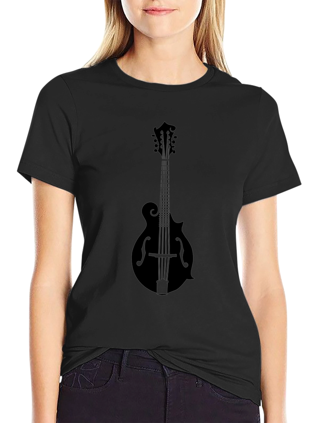 Black Mandolin Graphic T-Shirt - Musician Style