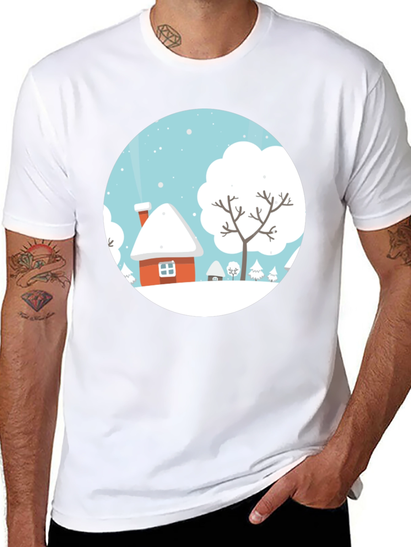 Winter Village Graphic Tee - Holiday Shirt