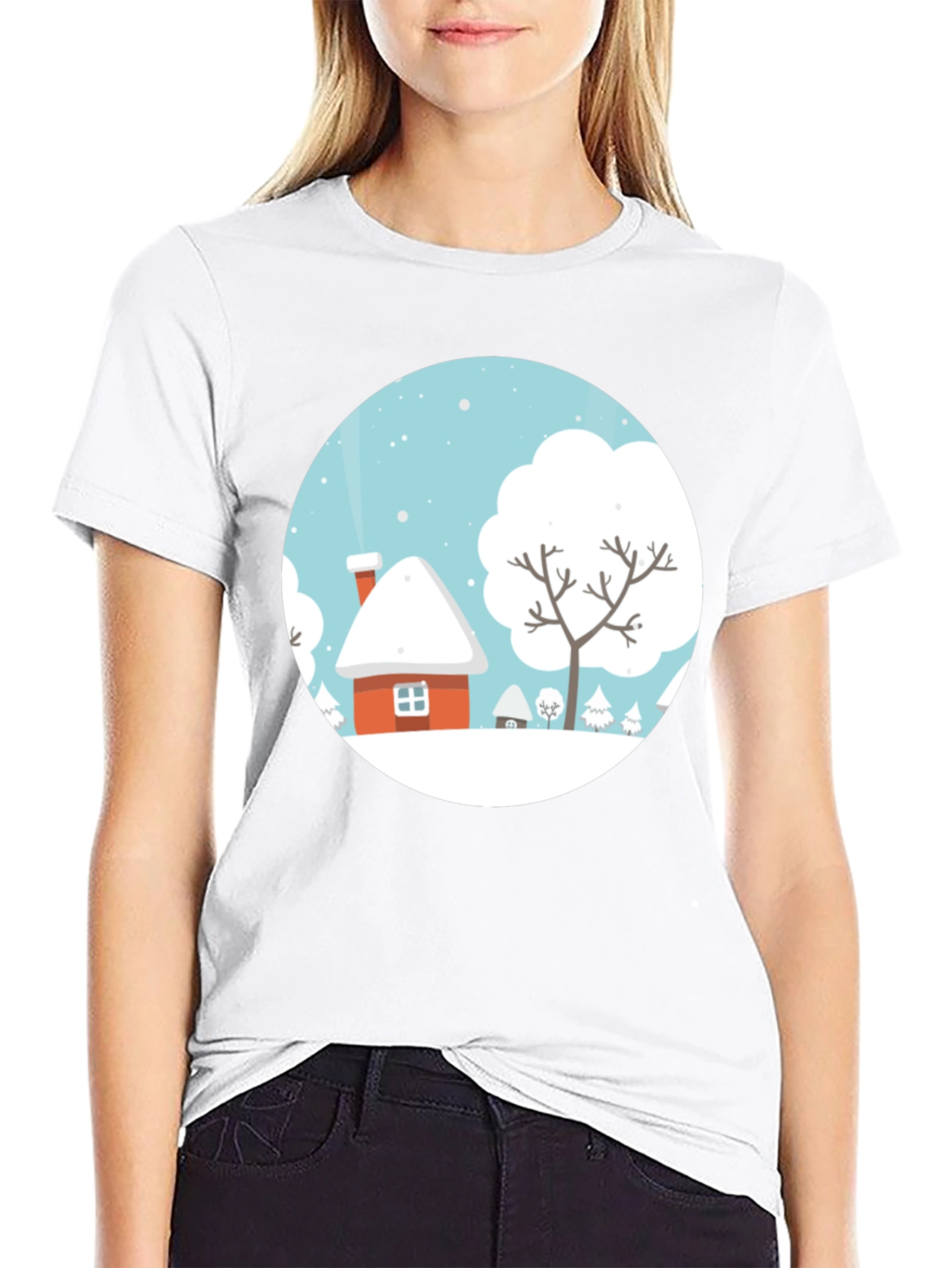 Winter Village Graphic Tee - Holiday Shirt