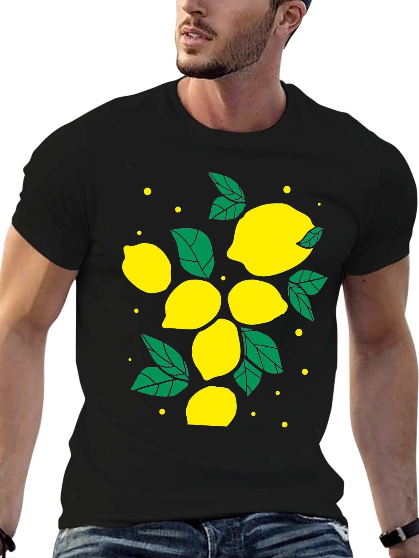 Lemon Print Black T-Shirt - Fresh & Stylish