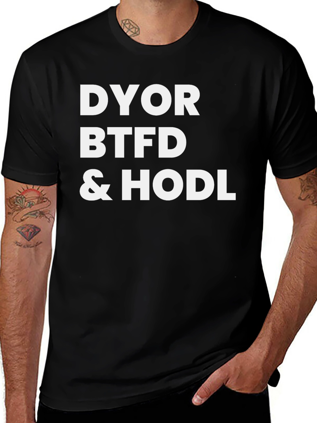 DYOR BTFD & HODL Black Graphic Tee