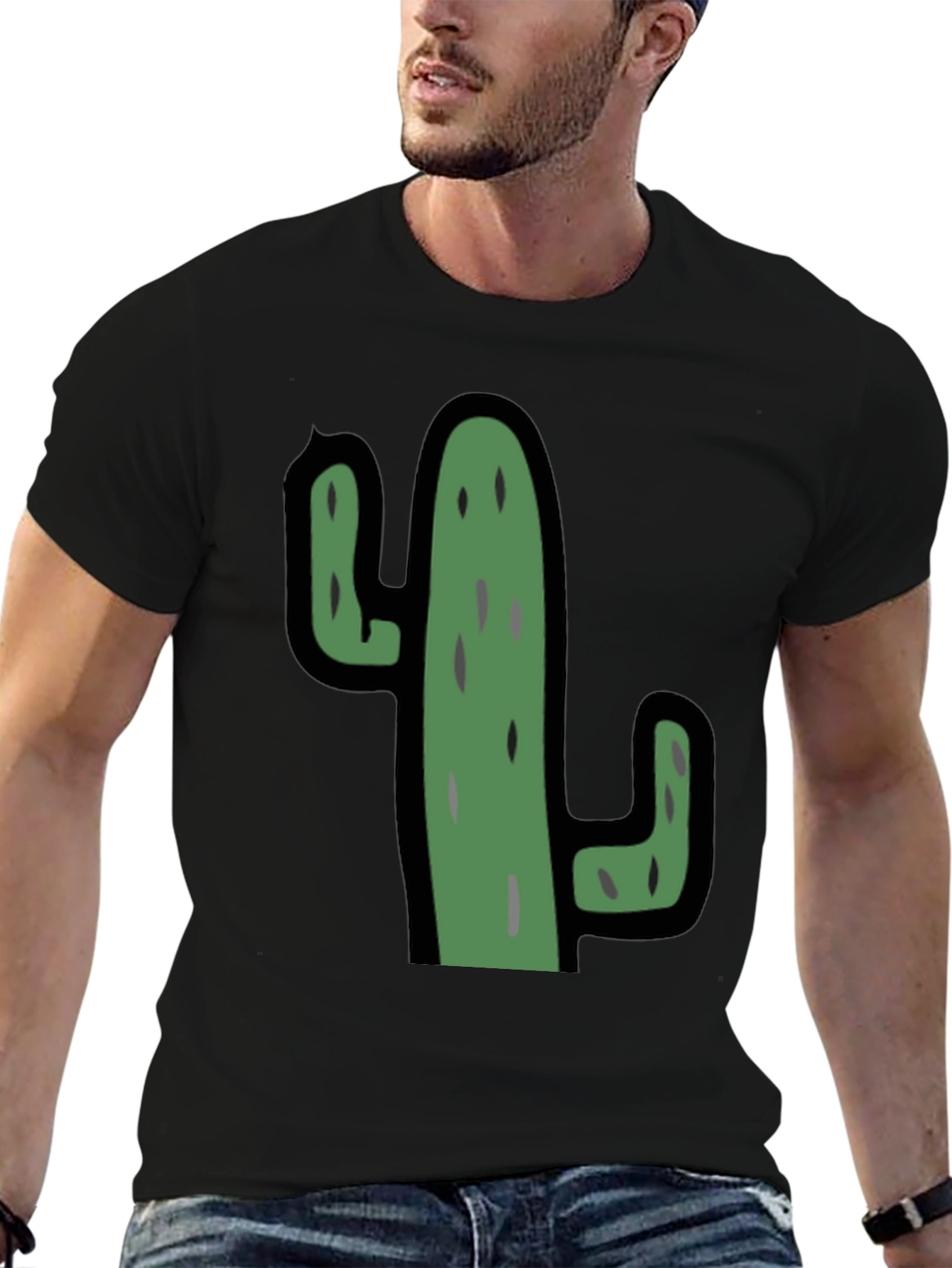 Cactus Graphic Black T-Shirt - Unisex Casual Tee