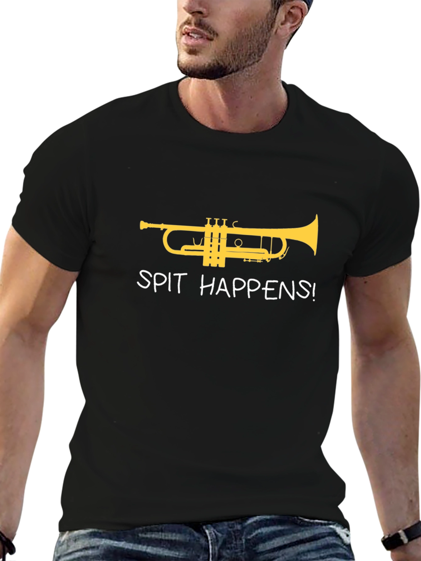 Spit Happens Trumpet T-Shirt - Musician Humor Tee