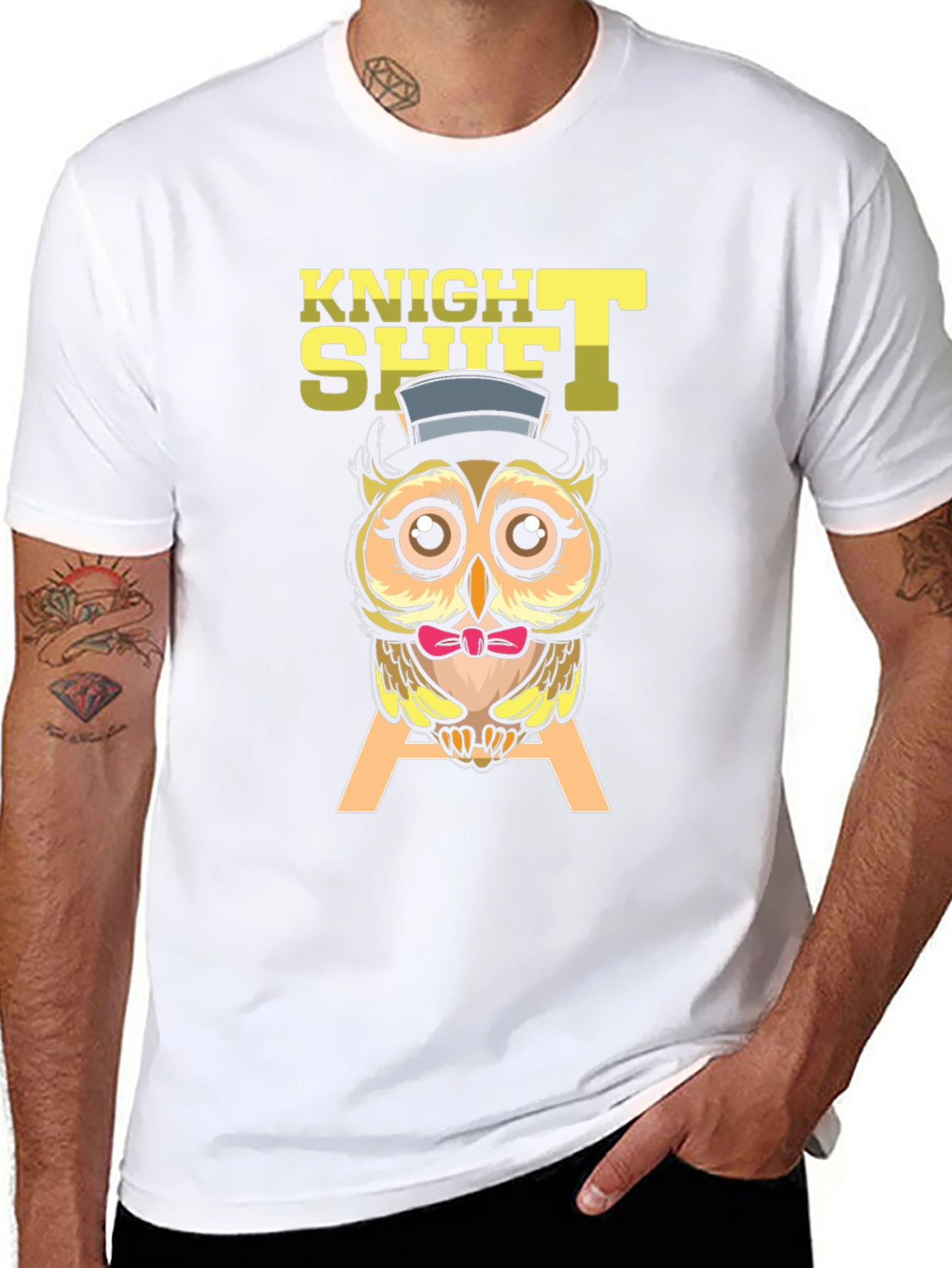 Knight Shift Owl T-Shirt Funny Graphic Tee