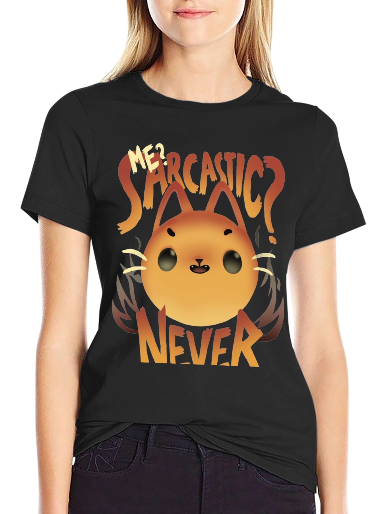 Sarcastic Cat Graphic T-Shirt - Never!