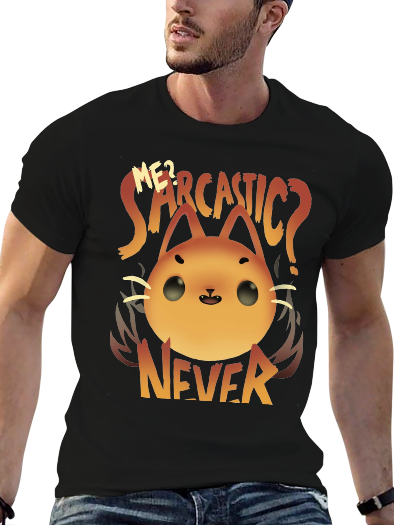 Sarcastic Cat Graphic T-Shirt - Never!