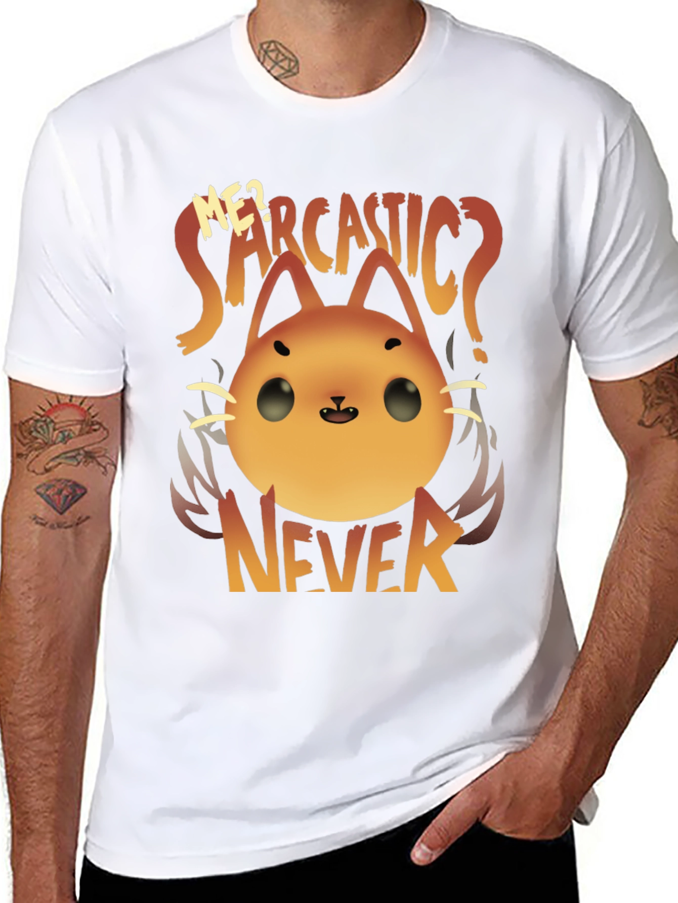 Sarcastic Cat Graphic T-Shirt - Never!