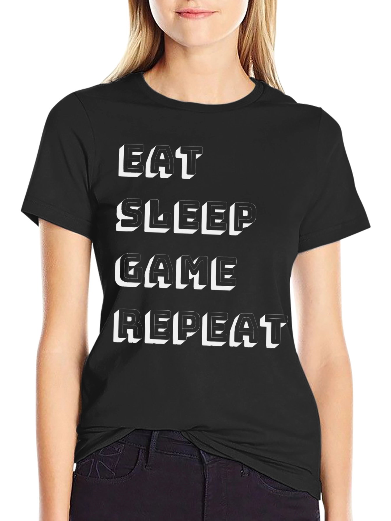 Eat Sleep Game Repeat Black T-Shirt