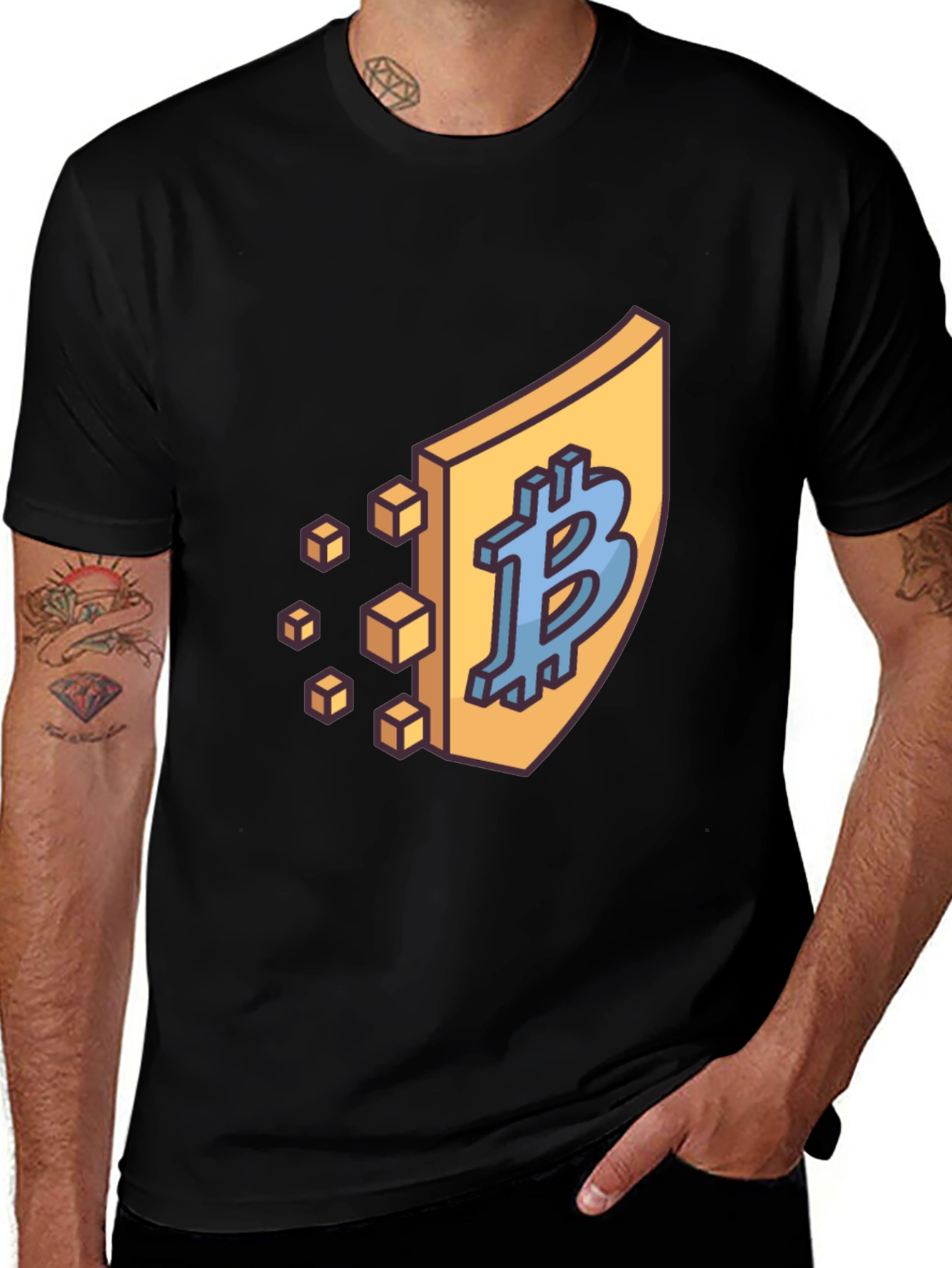 Bitcoin Shield Black T-Shirt - Crypto Currency Tee