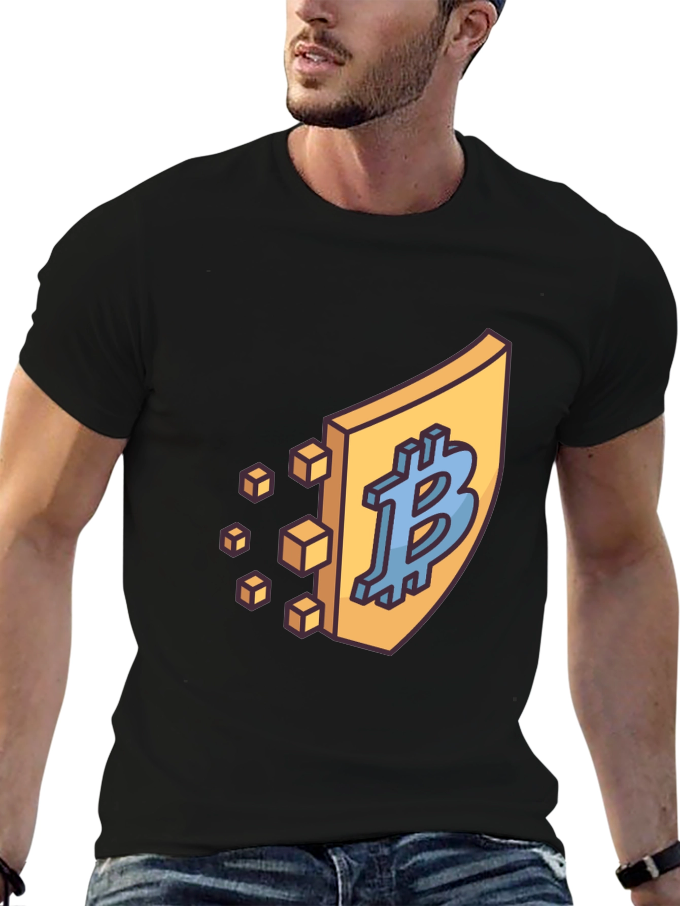 Bitcoin Shield Black T-Shirt - Crypto Currency Tee