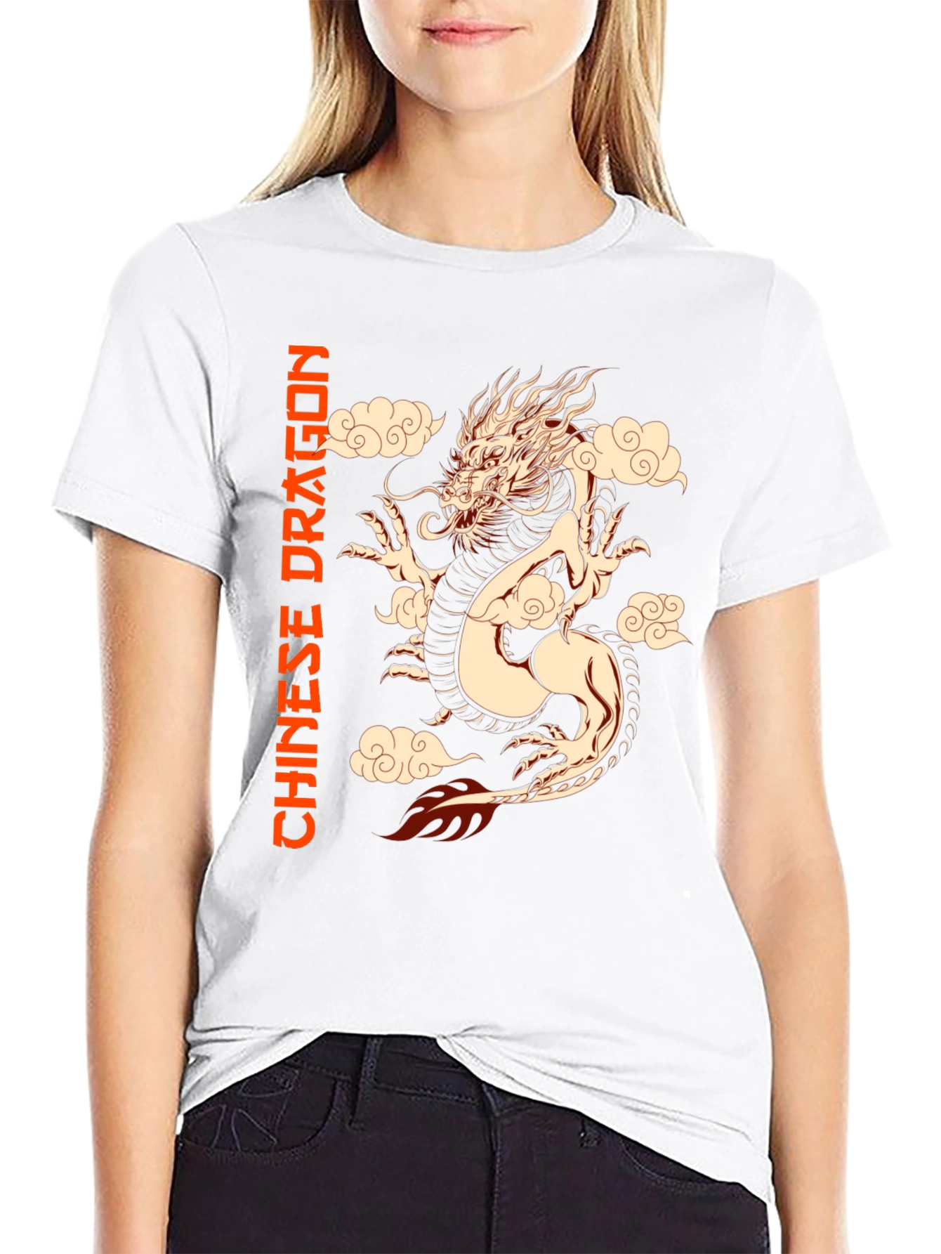 Chinese Dragon Graphic Tee - Black Cotton T-Shirt
