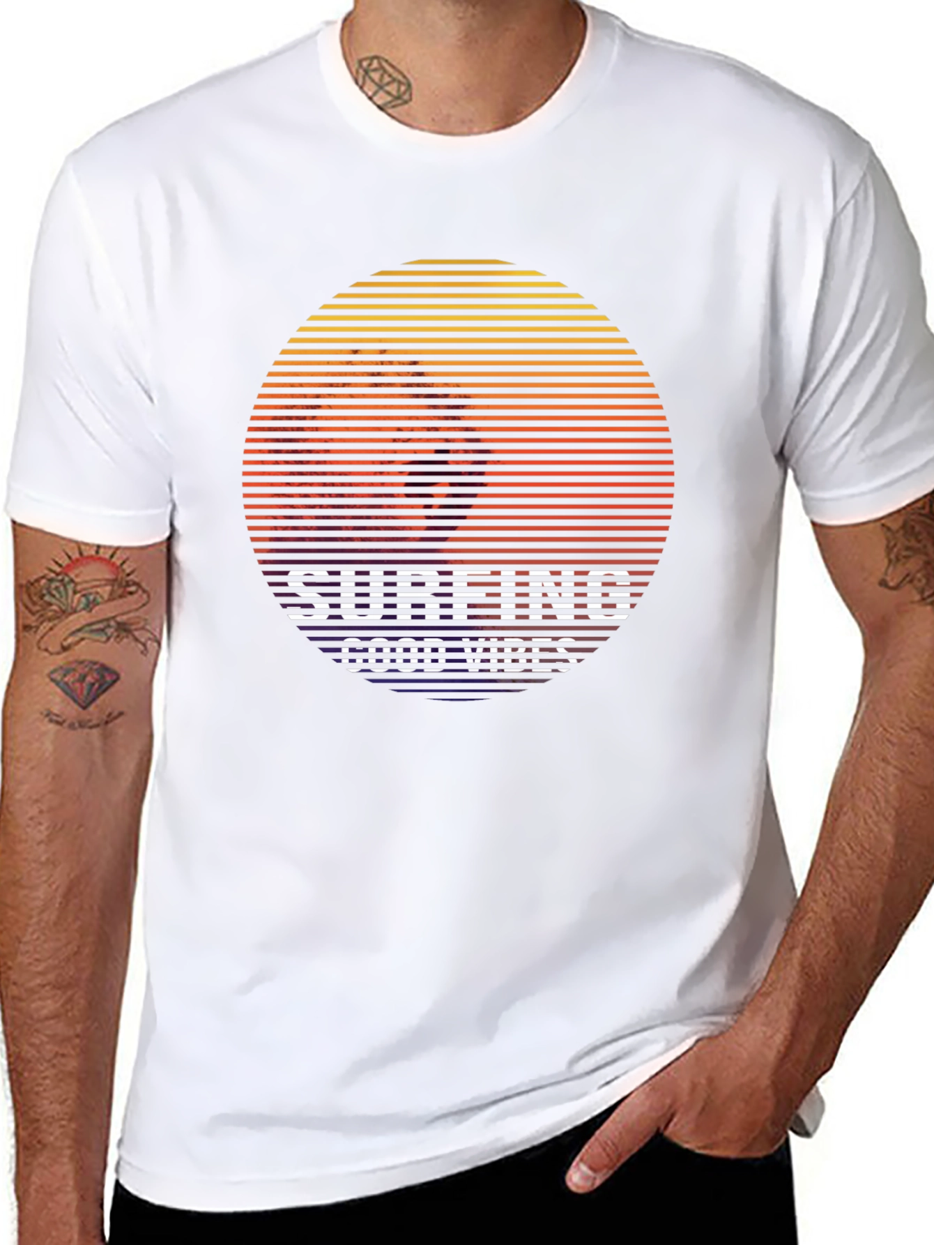 Surfing Good Vibes Graphic Tee - Black