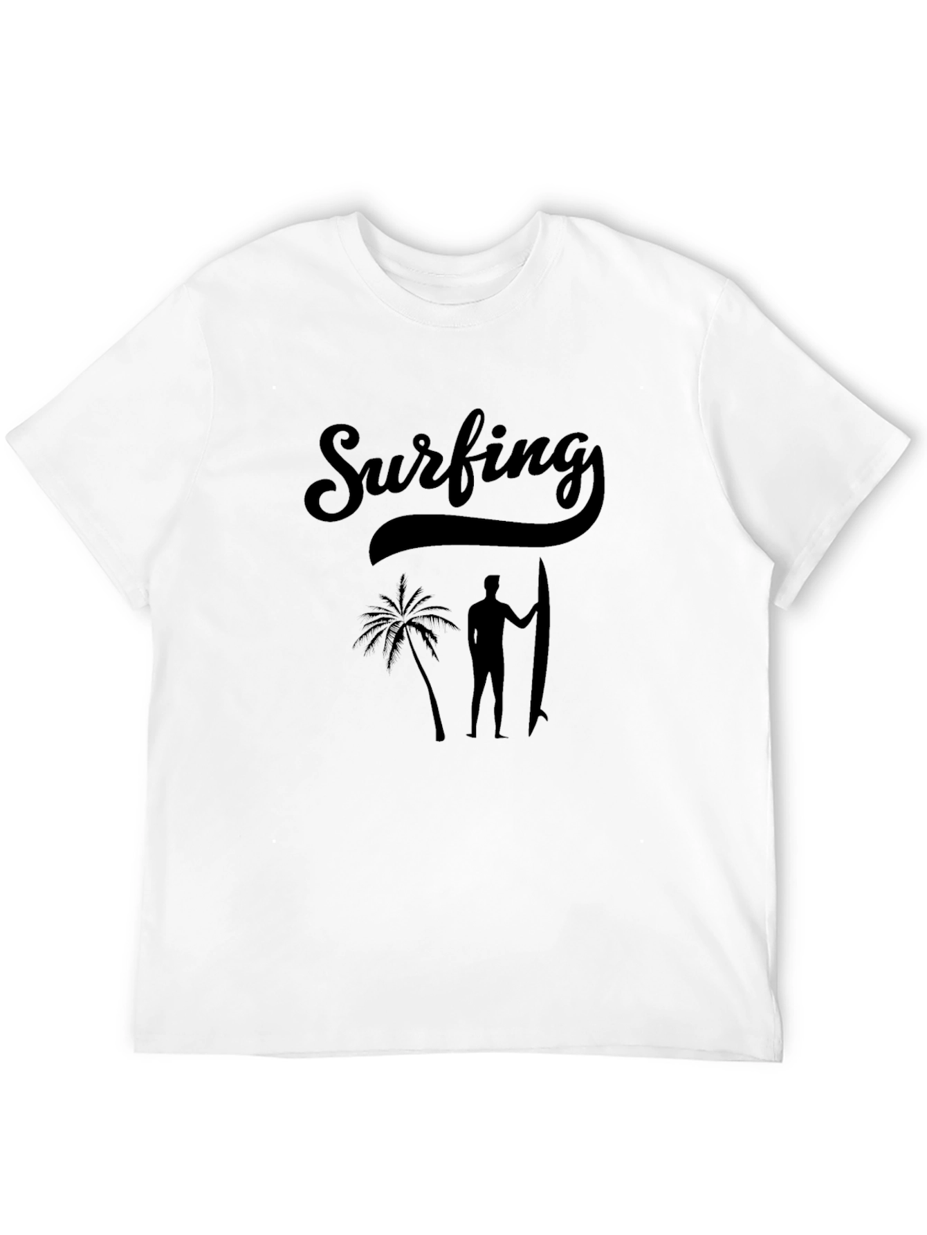 Surfing Graphic Tee - Black Cotton Shirt