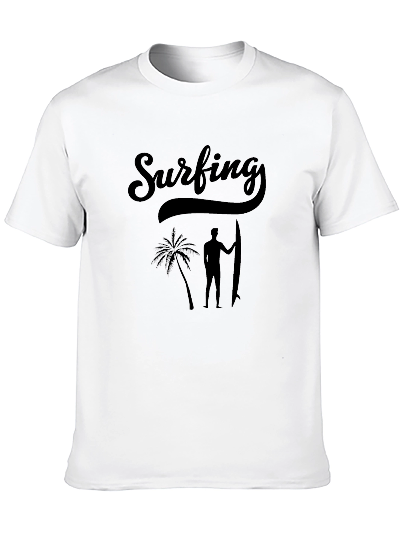 Surfing Graphic Tee - Black Cotton Shirt
