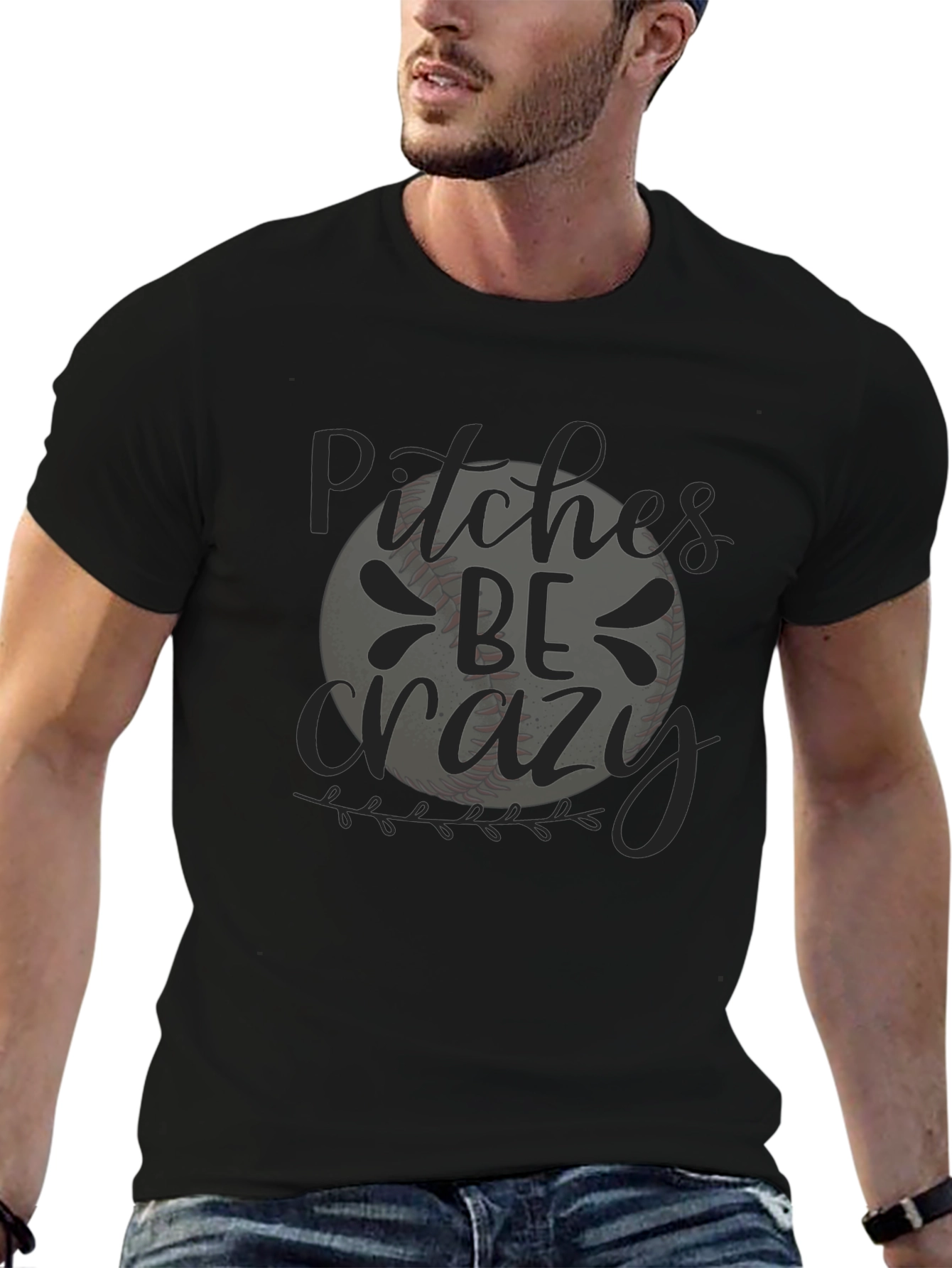 Pitches Be Crazy Baseball Graphic T-Shirt