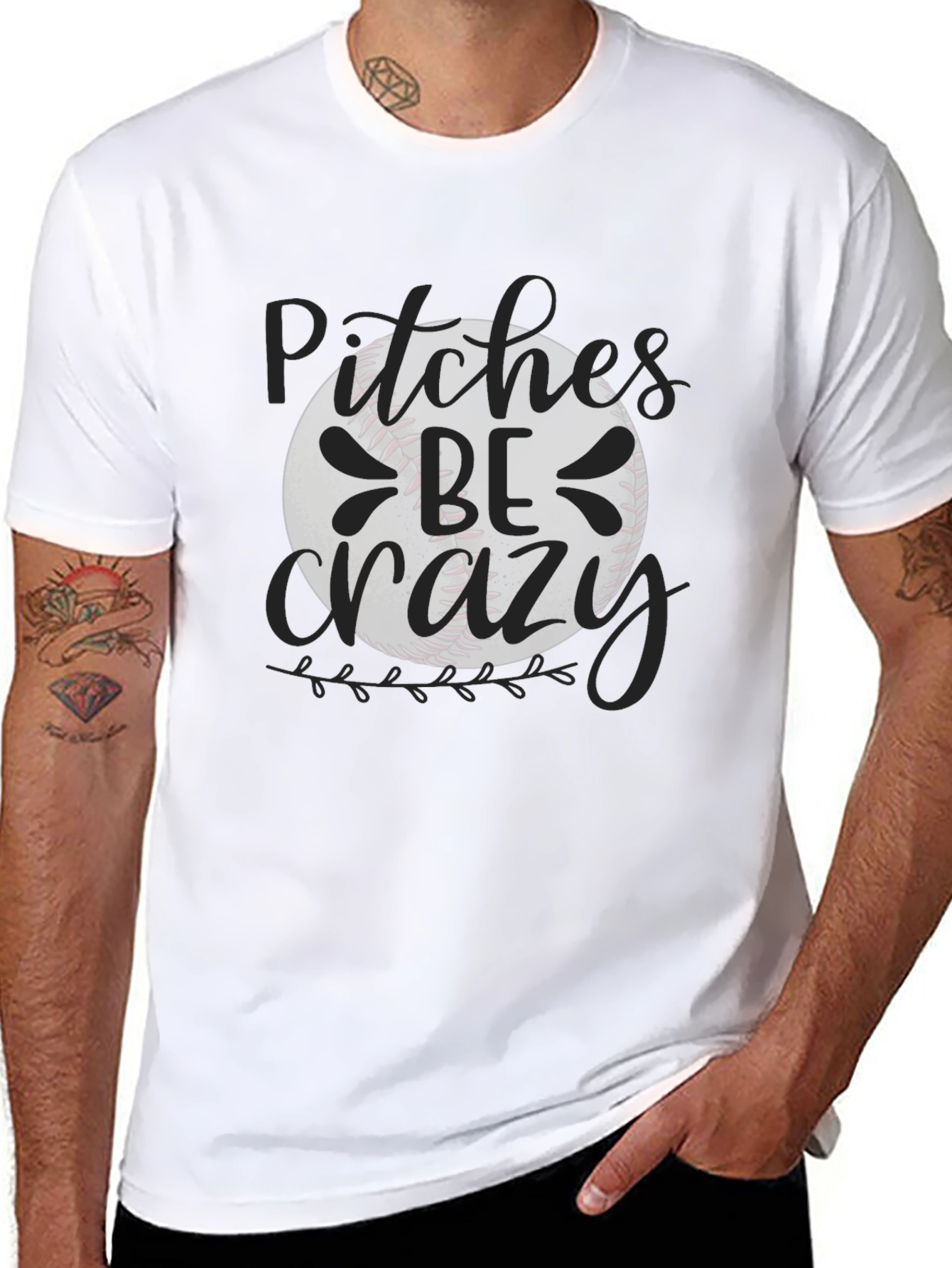 Pitches Be Crazy Baseball Graphic T-Shirt