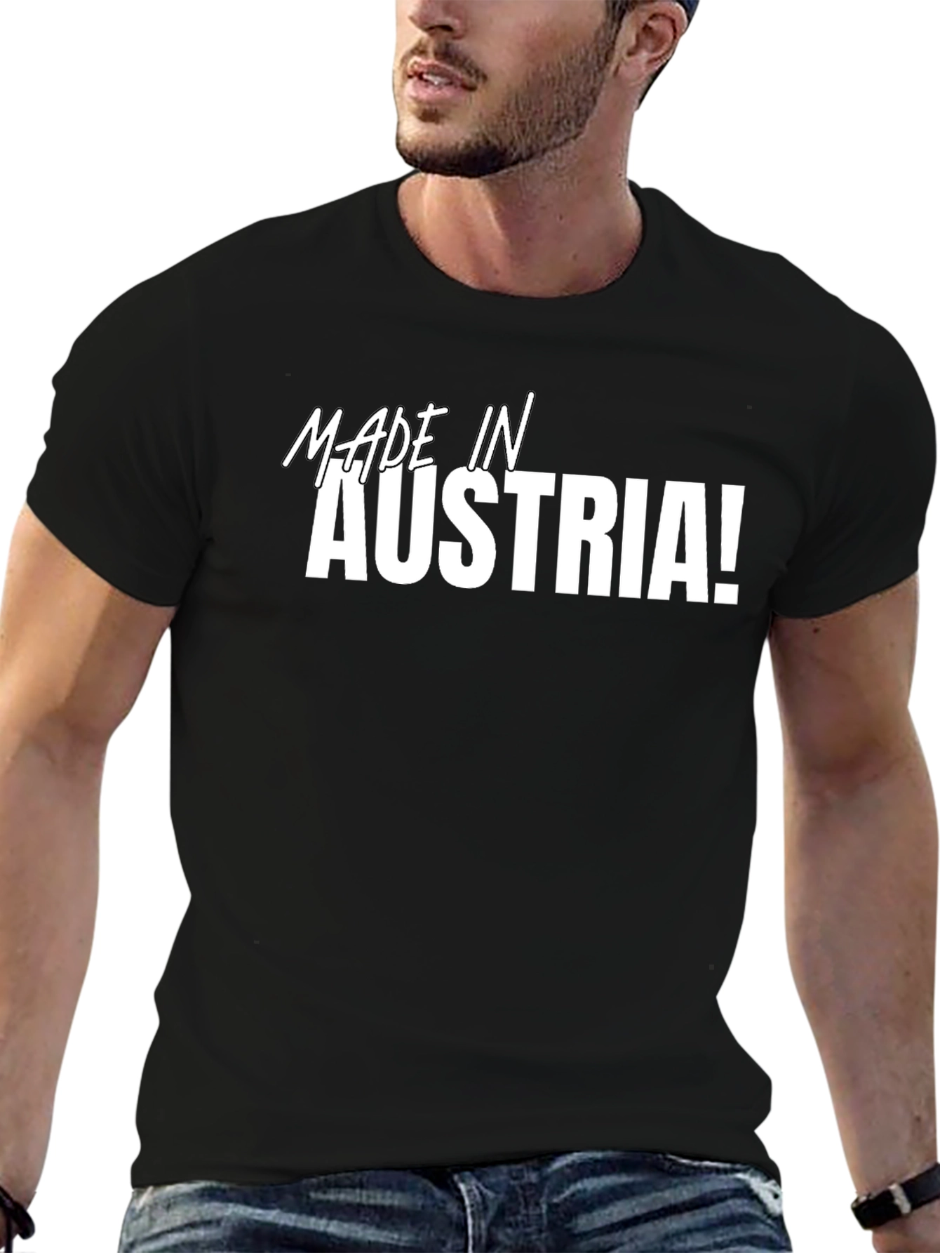 Made in Austria! Graphic Tee - Black Cotton T-Shirt