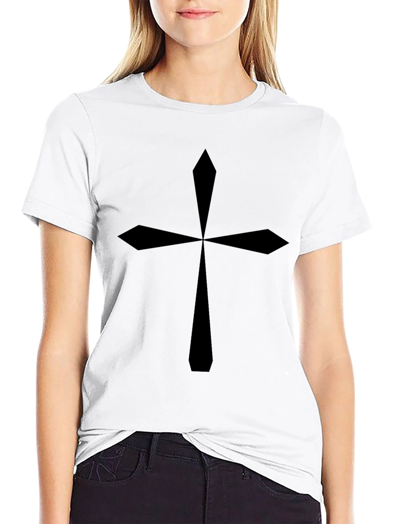 Bold Black Cross Graphic T-Shirt