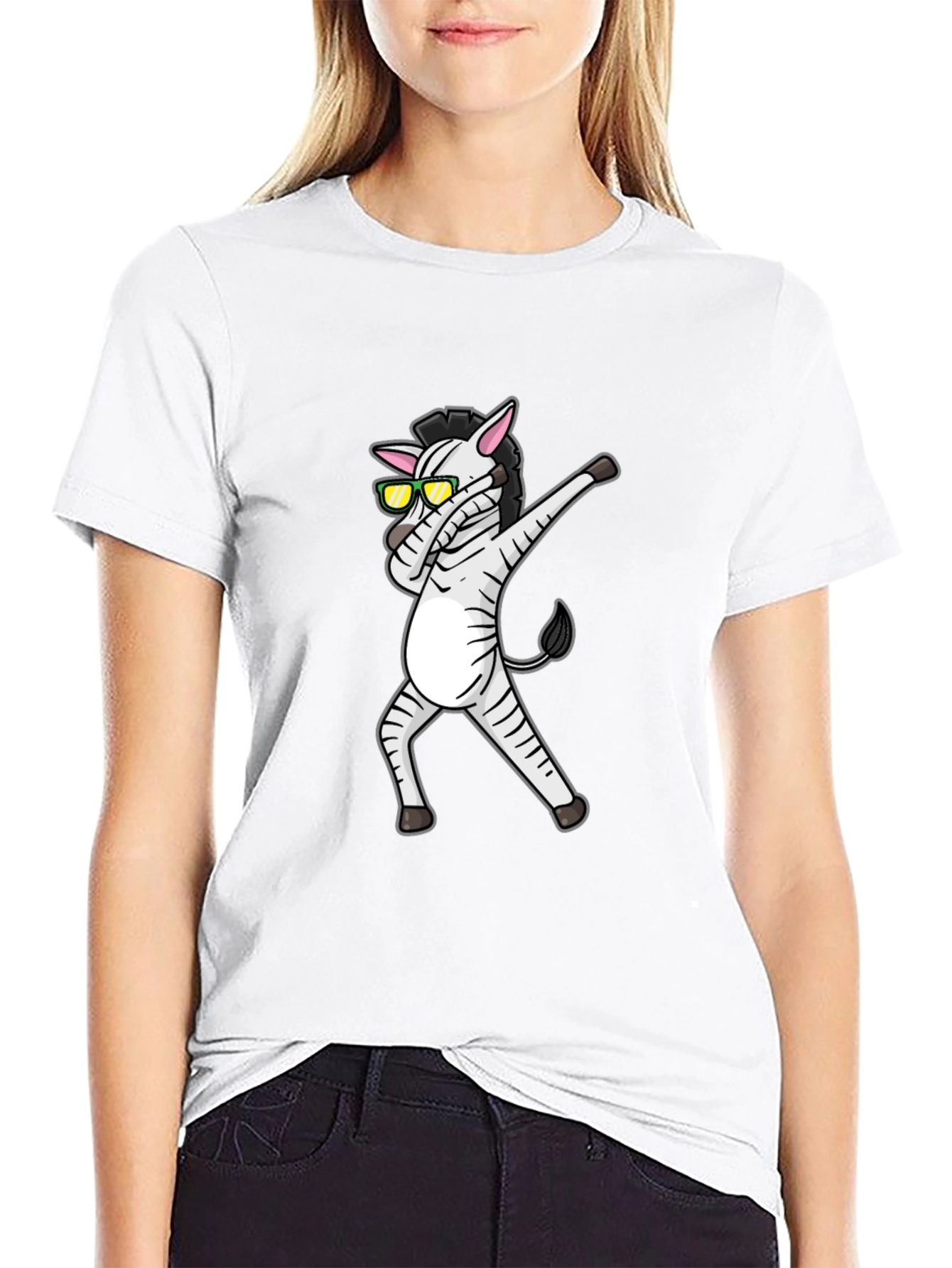 Dabbing Zebra Graphic Tee - Cool Black T-Shirt