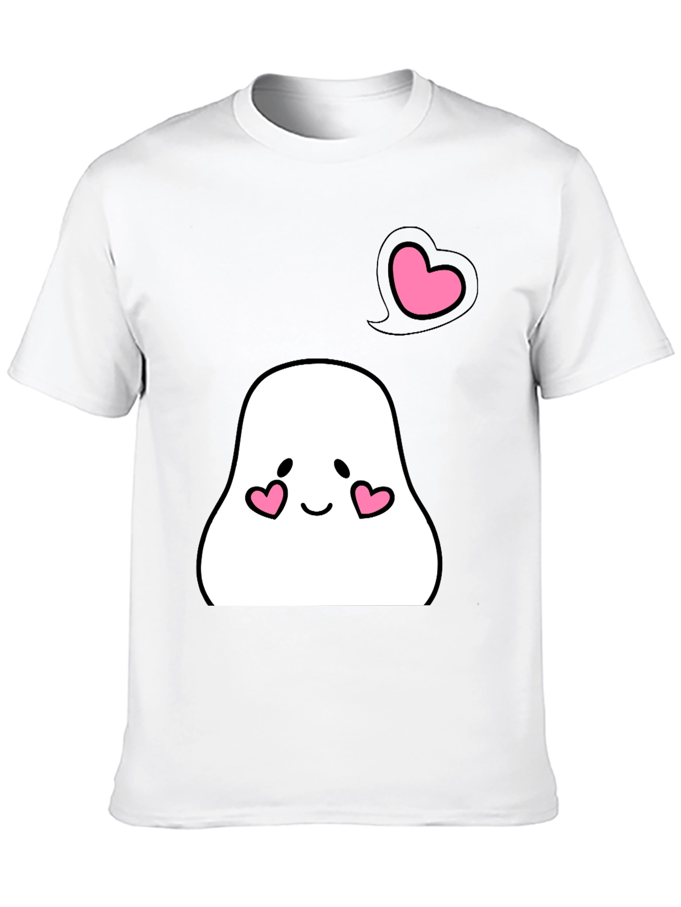 Cute Kawaii Ghost T-Shirt with Heart Accents