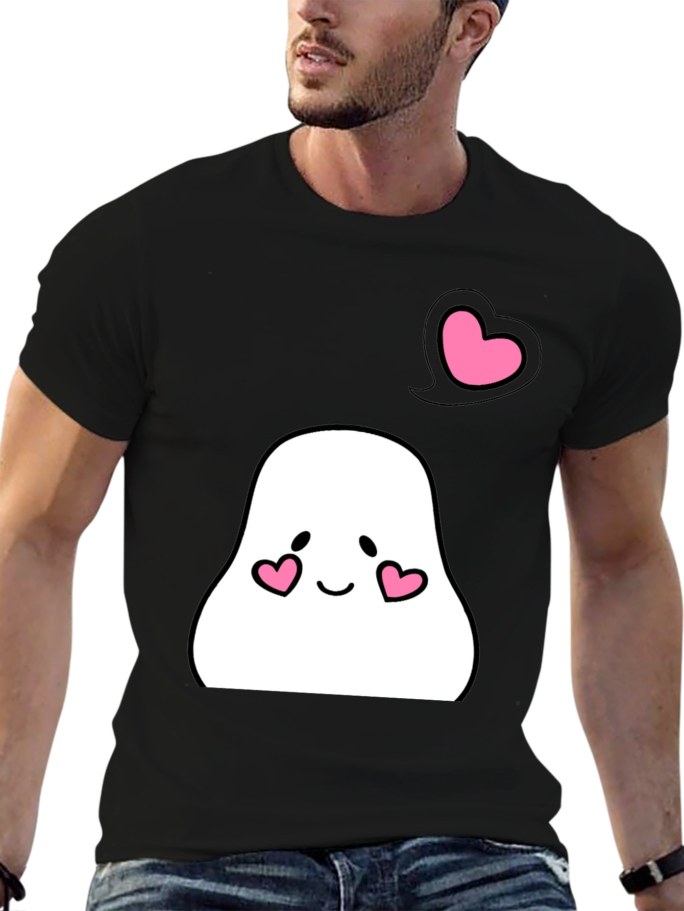 Cute Kawaii Ghost T-Shirt with Heart Accents