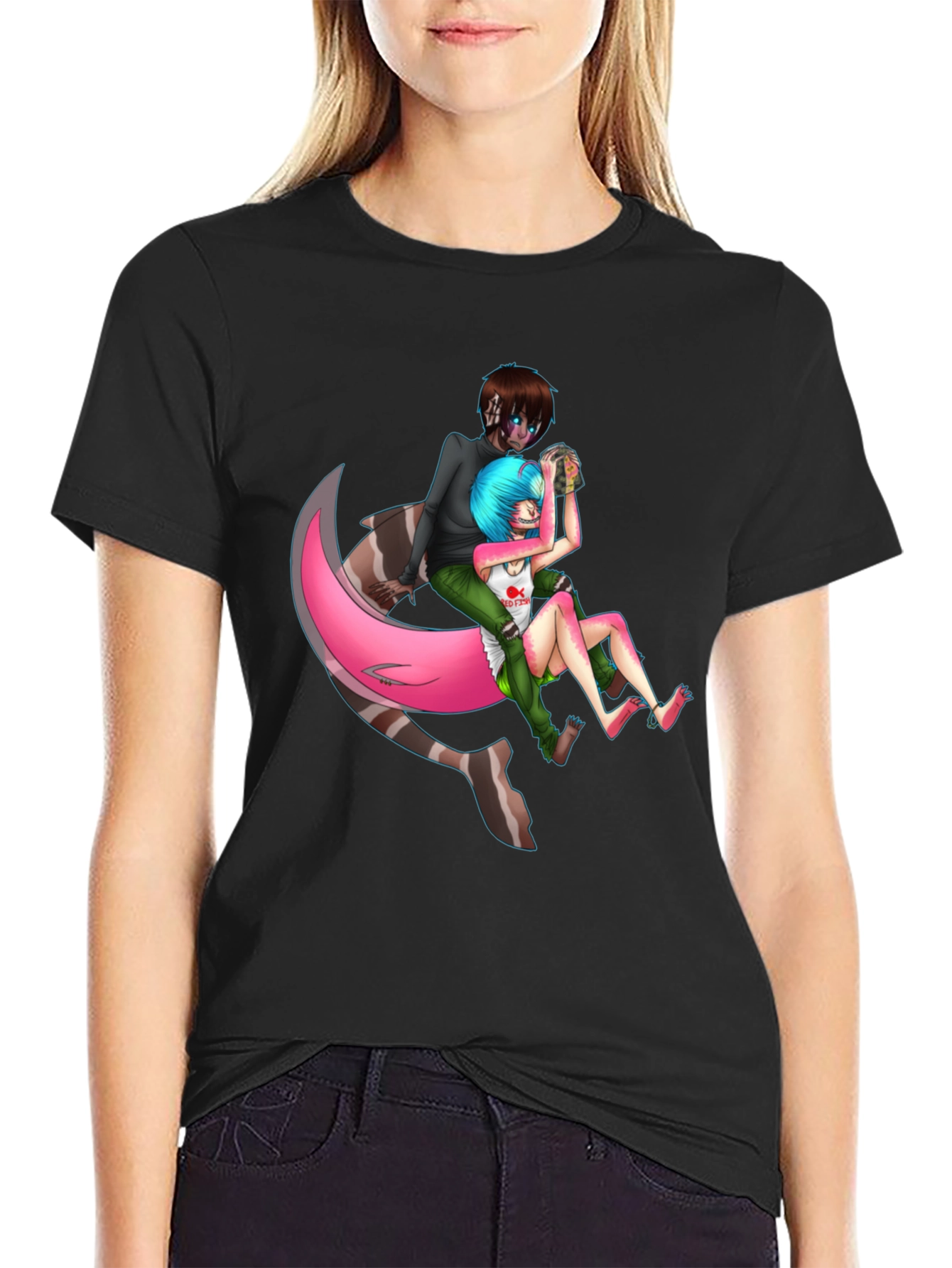 Edgy Anime T-Shirt: Shark-Girl Graphic