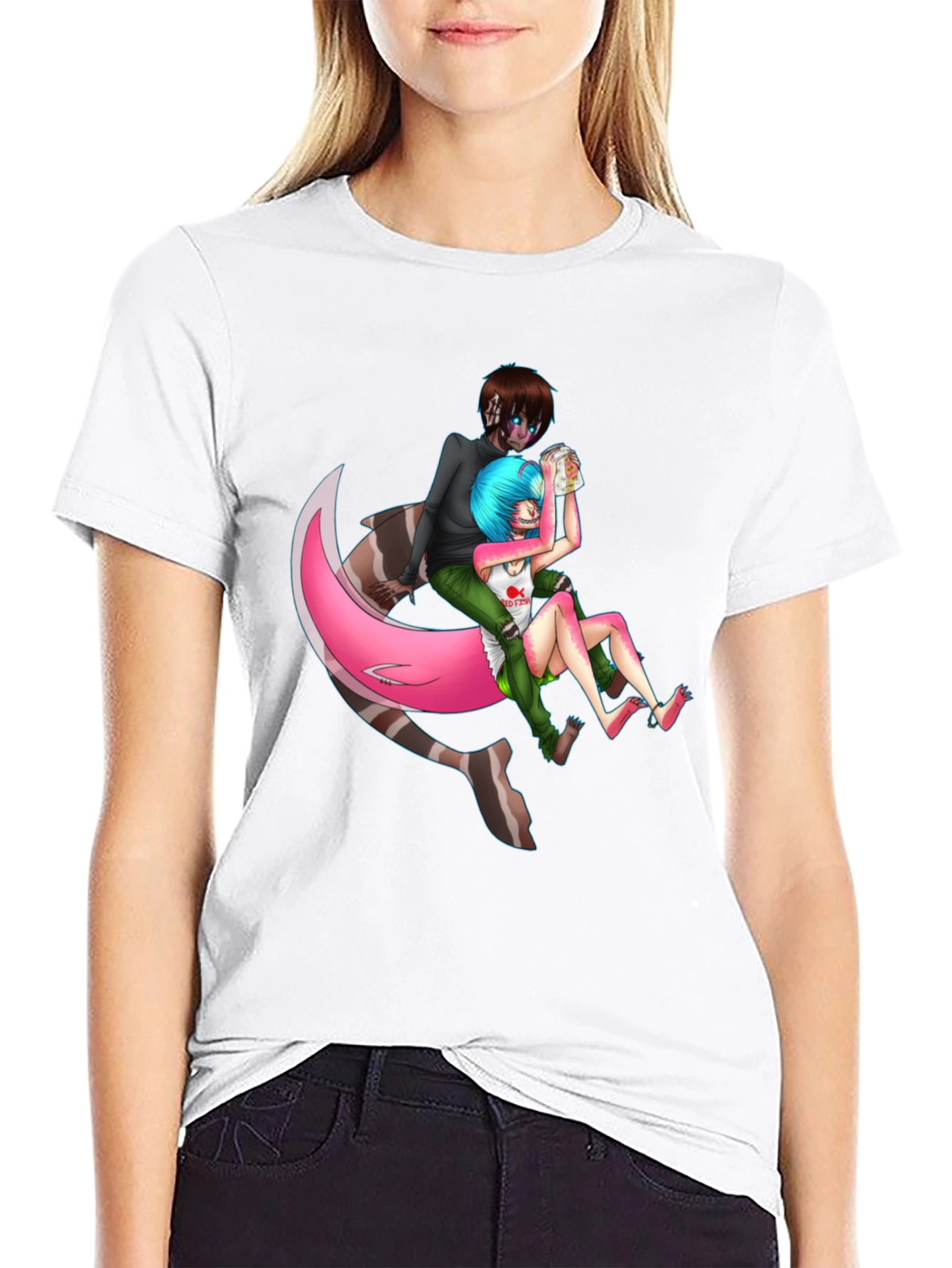 Edgy Anime T-Shirt: Shark-Girl Graphic