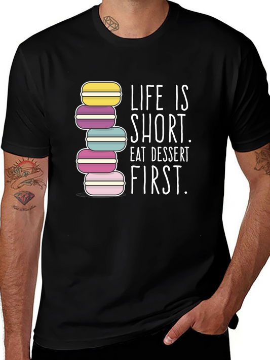 Dessert First Black Graphic Tee