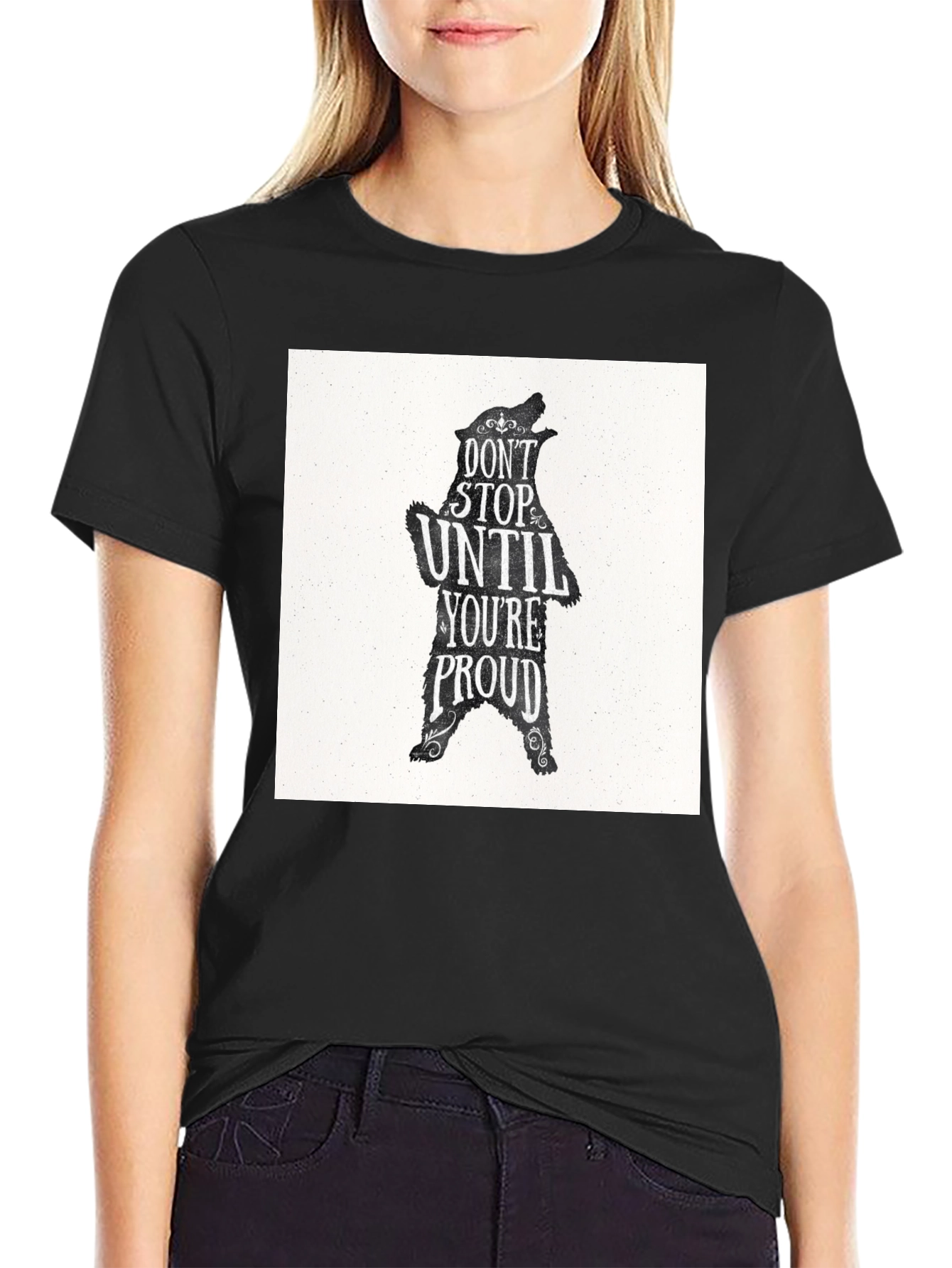 Black Bear Dont Stop Graphic T-Shirt