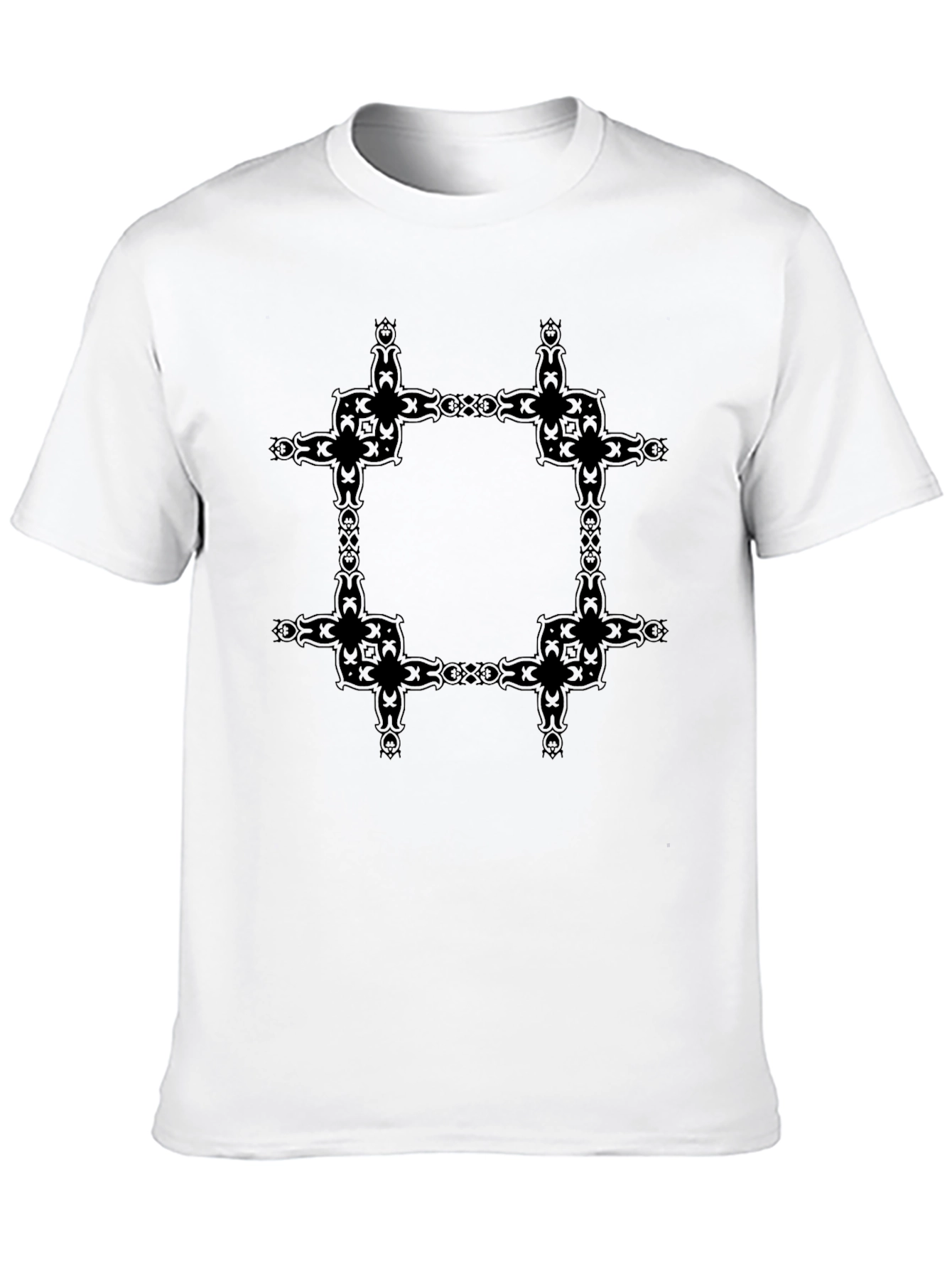 Graphic Tee: Black Patterned Square Print