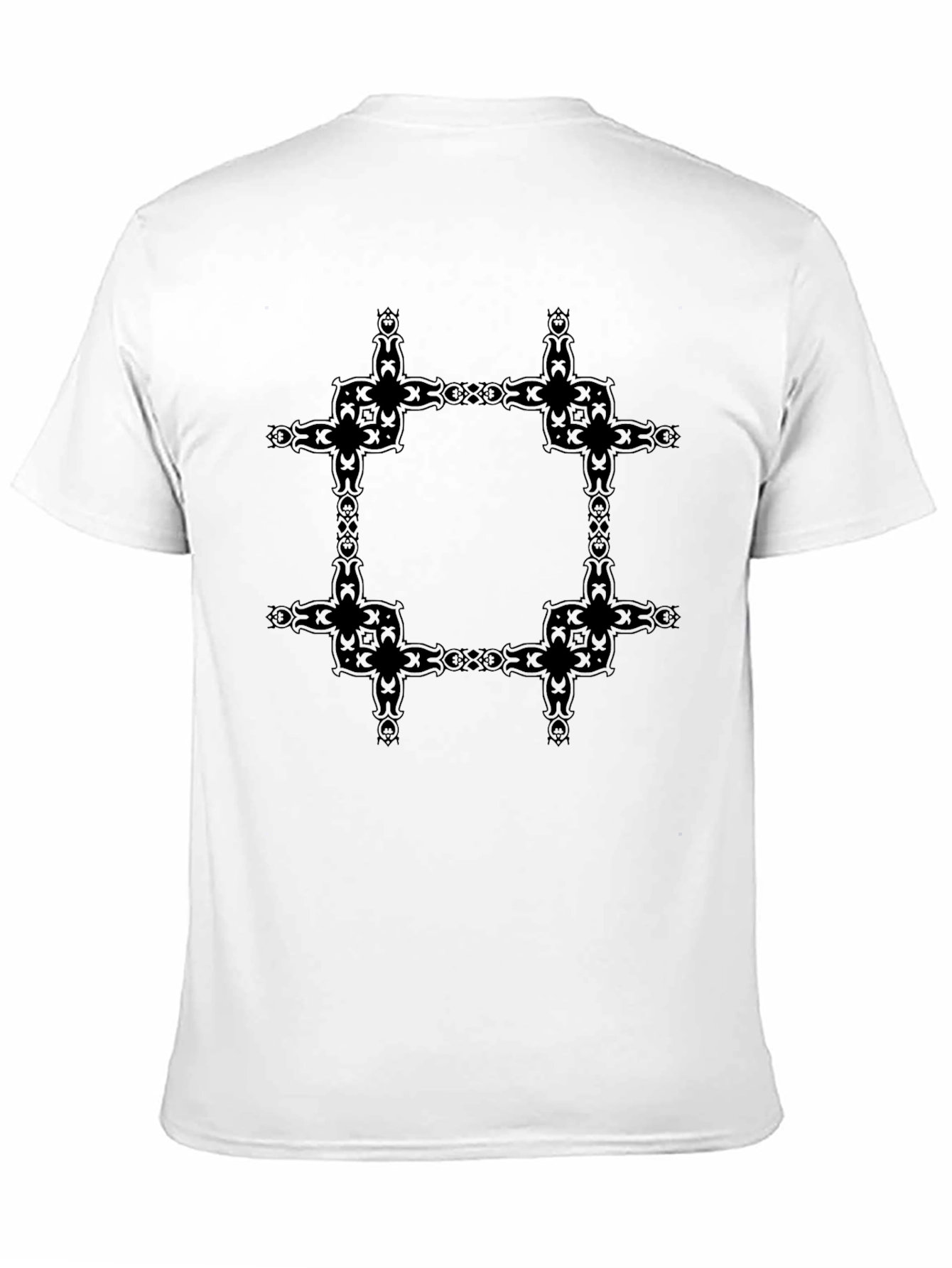 Graphic Tee: Black Patterned Square Print