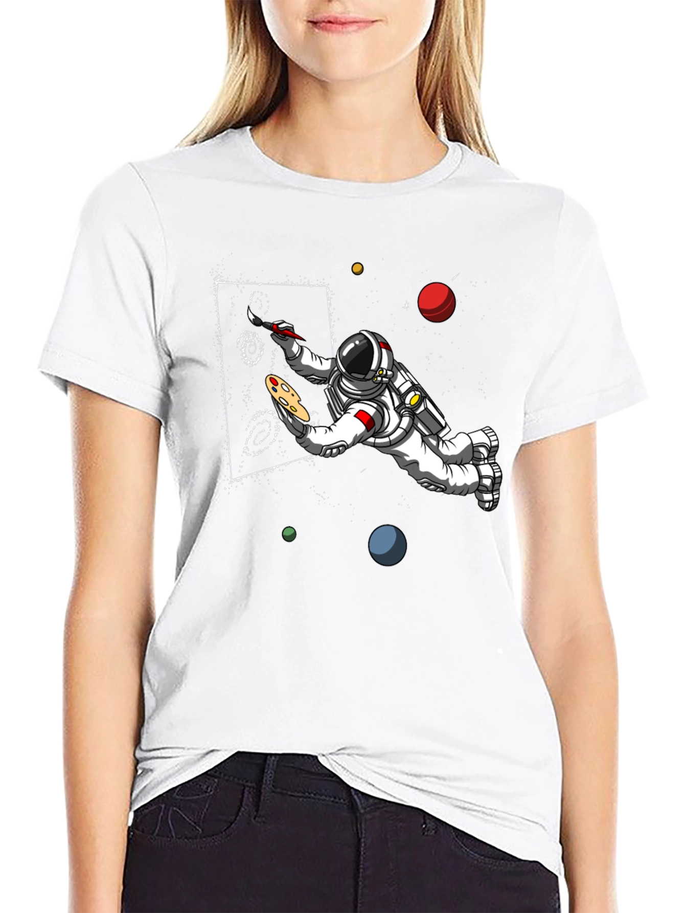 Astronaut Painting Space T-Shirt - Unique Design