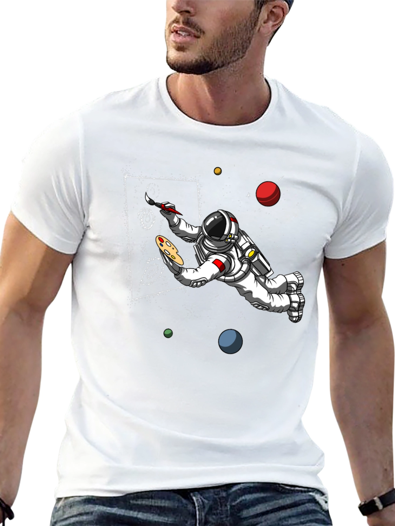 Astronaut Painting Space T-Shirt - Unique Design