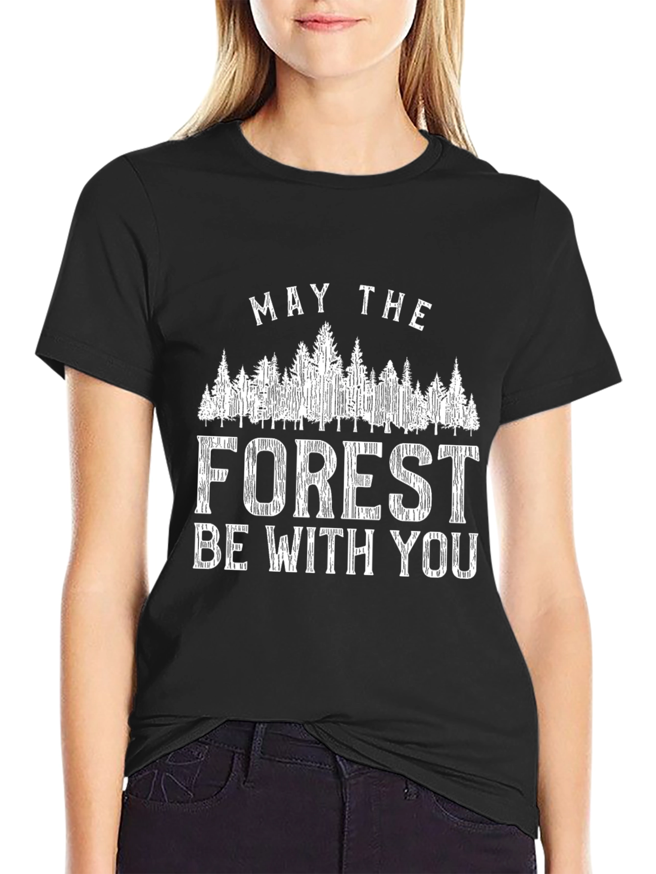 May The Forest Be With You Black T-Shirt