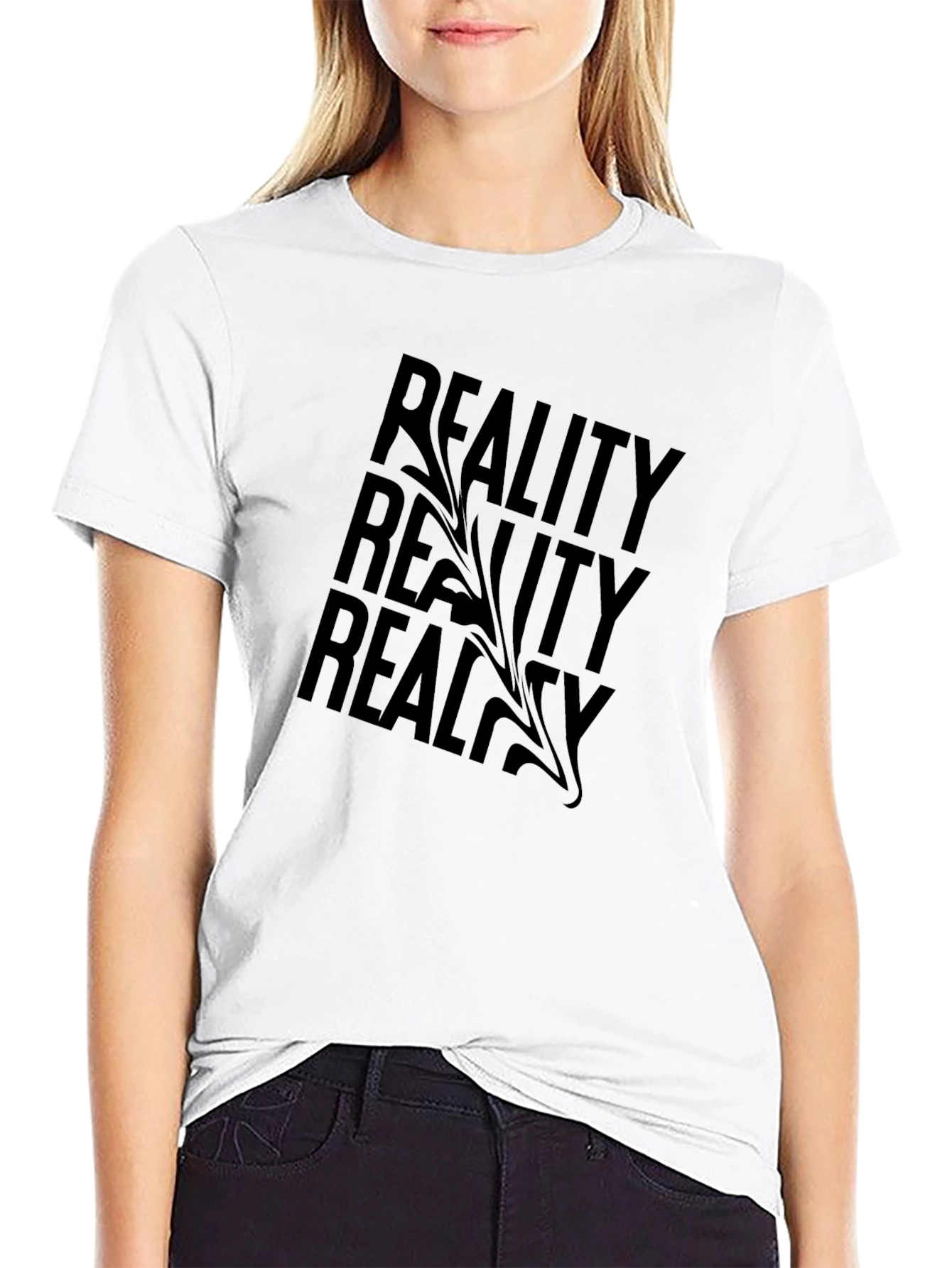 Reality Graphic Print Black T-Shirt