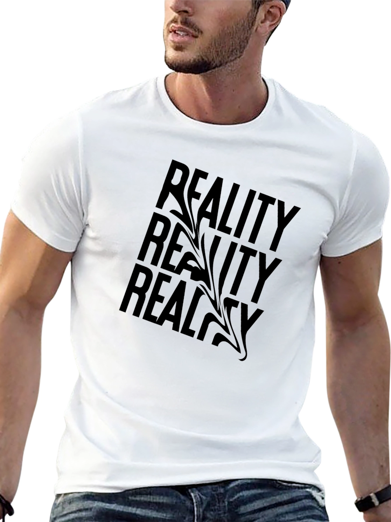 Reality Graphic Print Black T-Shirt