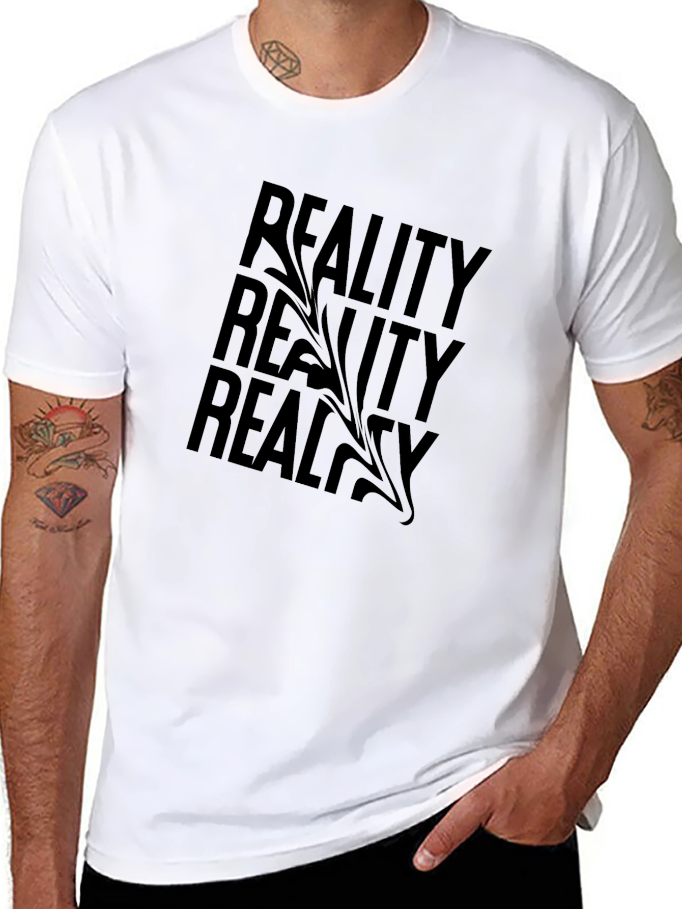 Reality Graphic Print Black T-Shirt