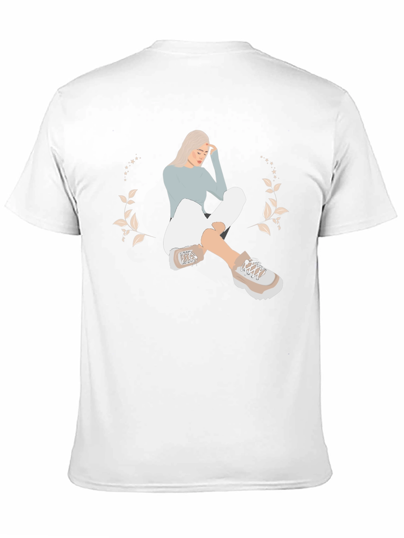 Black T-Shirt with Woman Illustration