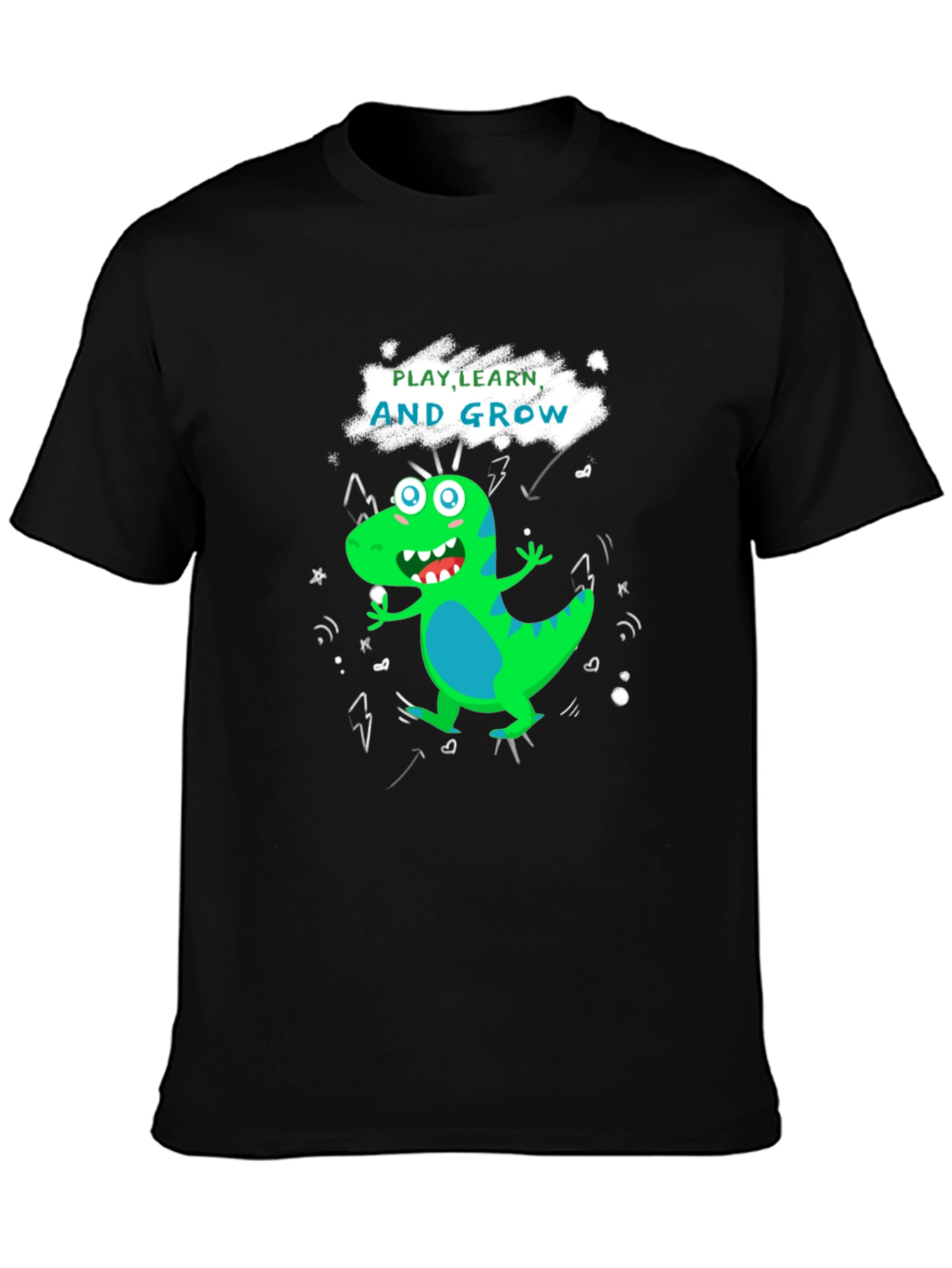 Play Learn Grow T-Shirt: Cute Dinosaur Graphic Tee