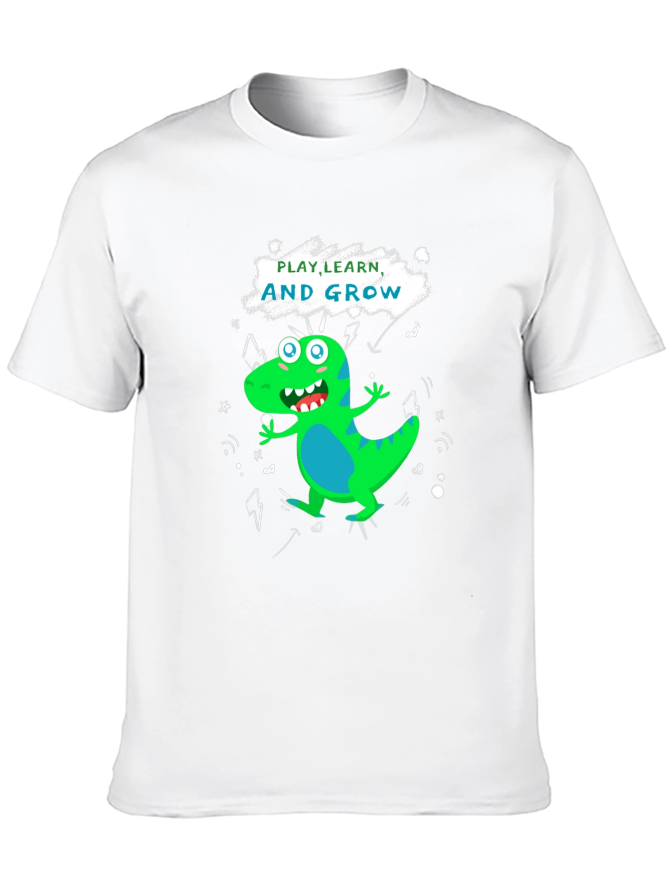 Play Learn Grow T-Shirt: Cute Dinosaur Graphic Tee