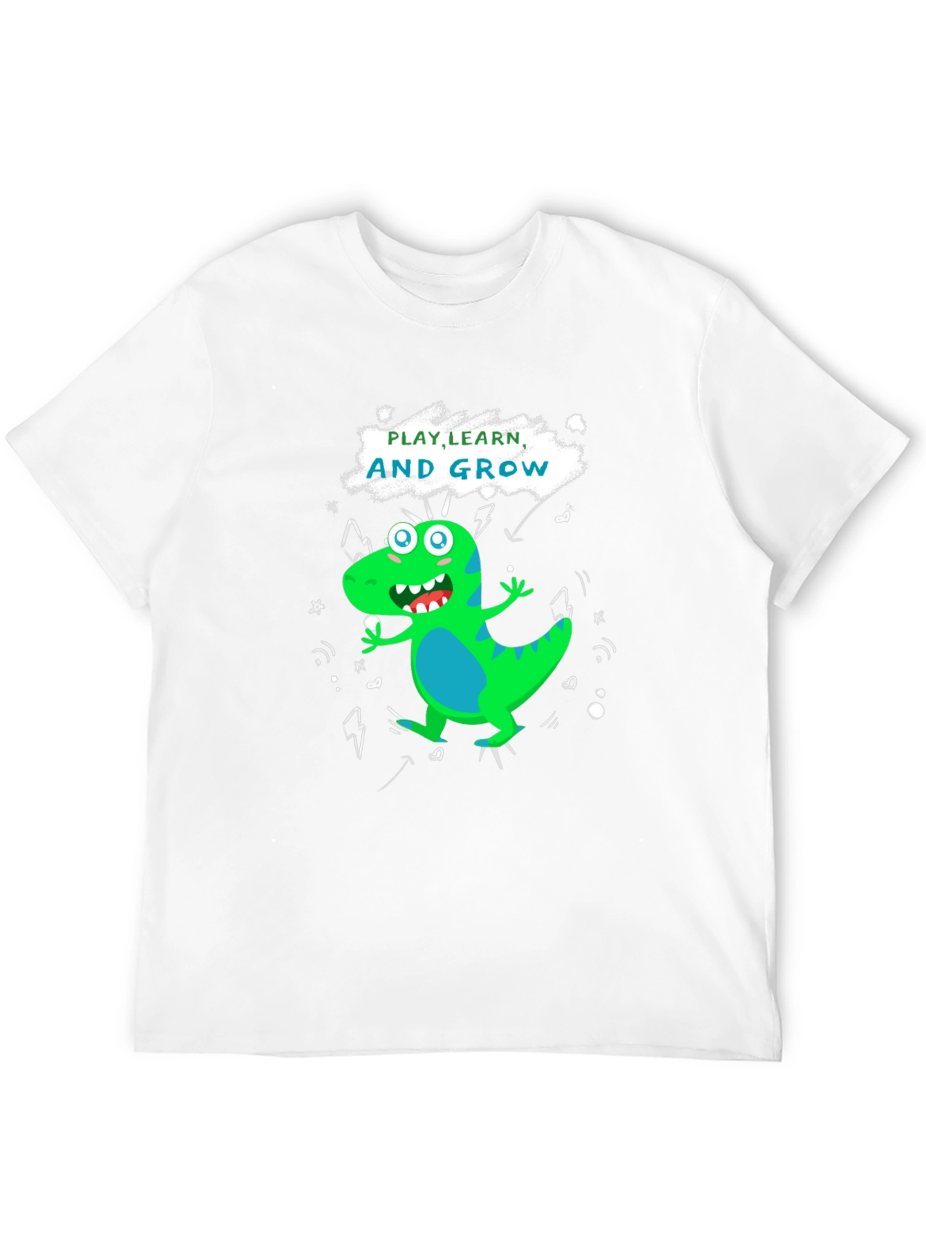 Play Learn Grow T-Shirt: Cute Dinosaur Graphic Tee