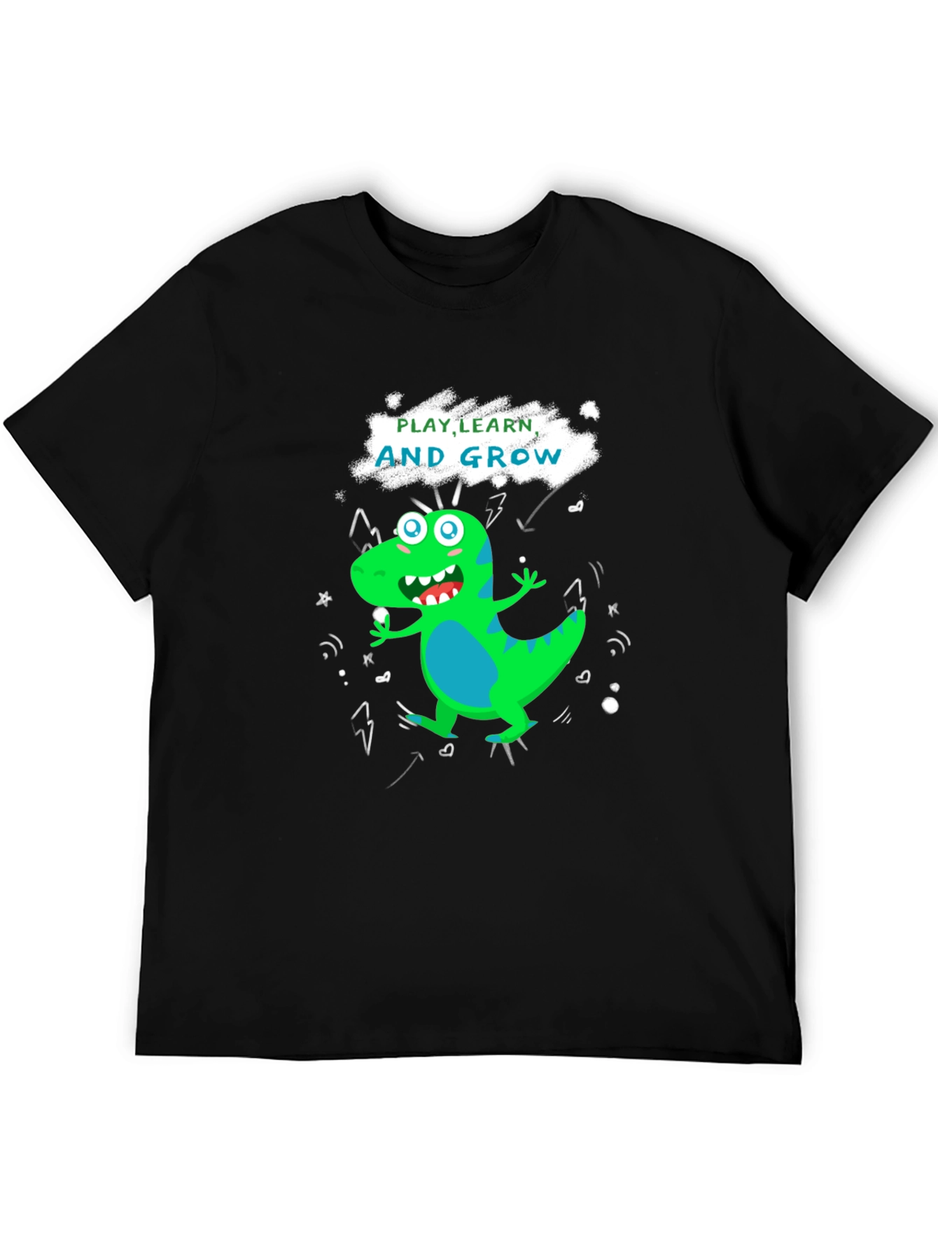 Play Learn Grow T-Shirt: Cute Dinosaur Graphic Tee