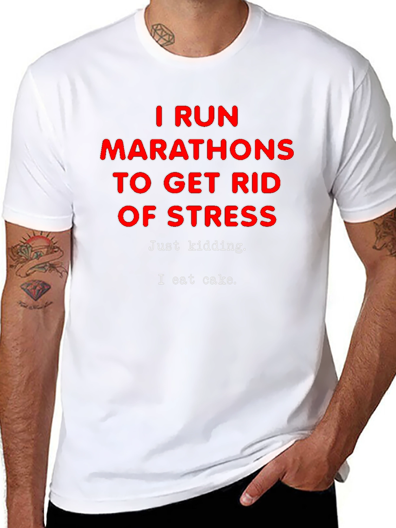 Funny Marathon Runner T-Shirt - I Eat Cake Design