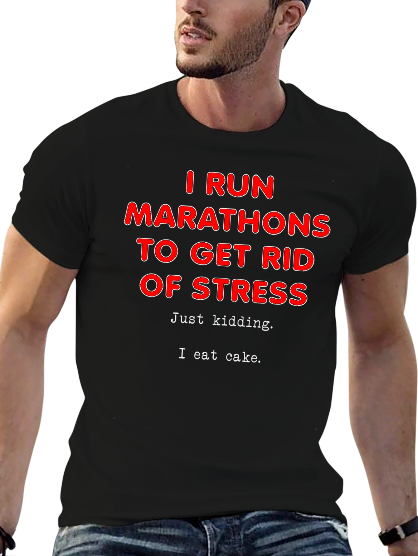 Funny Marathon Runner T-Shirt - I Eat Cake Design