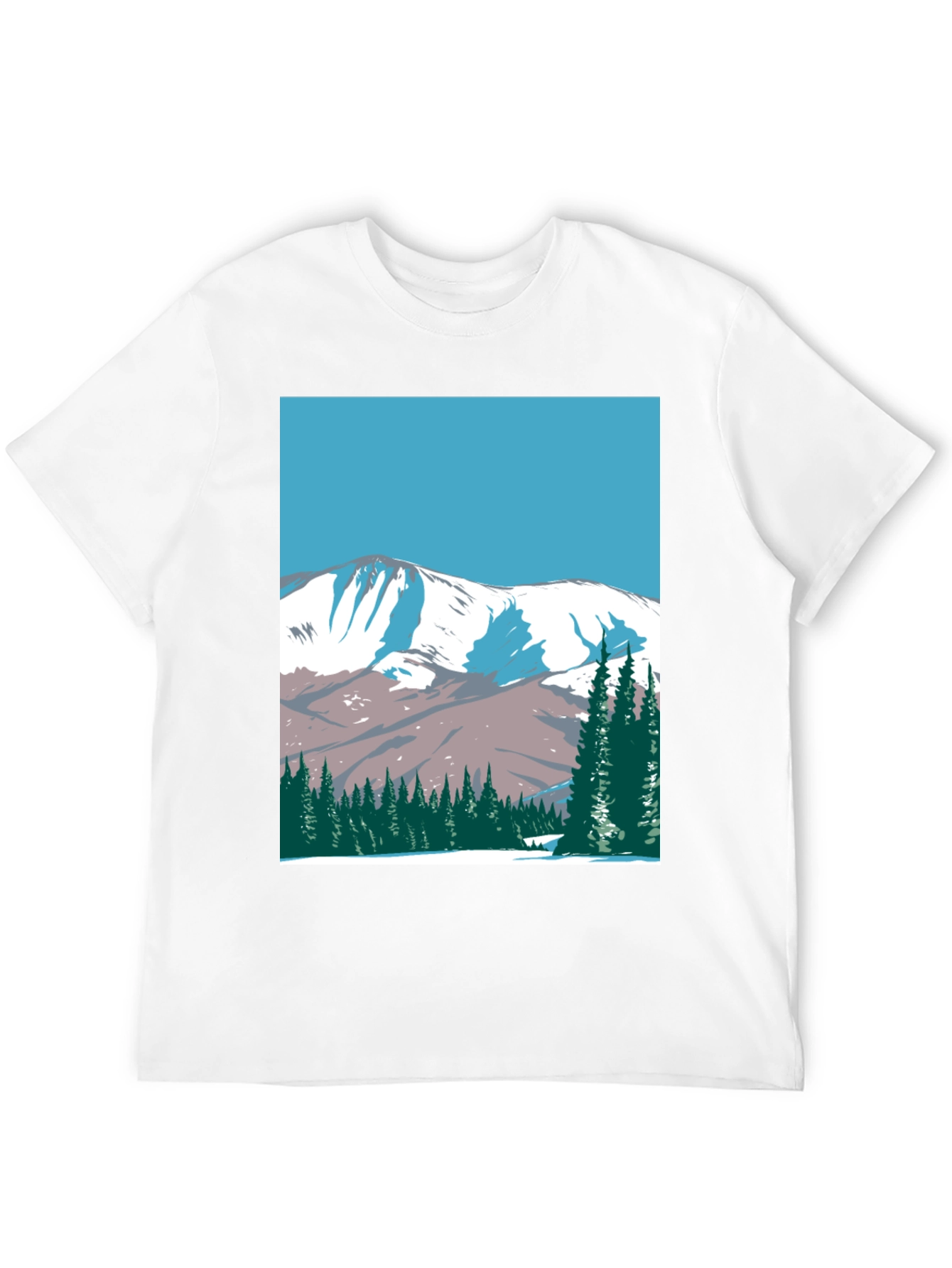 Mountain Scene Graphic Tee - Black Cotton T-Shirt