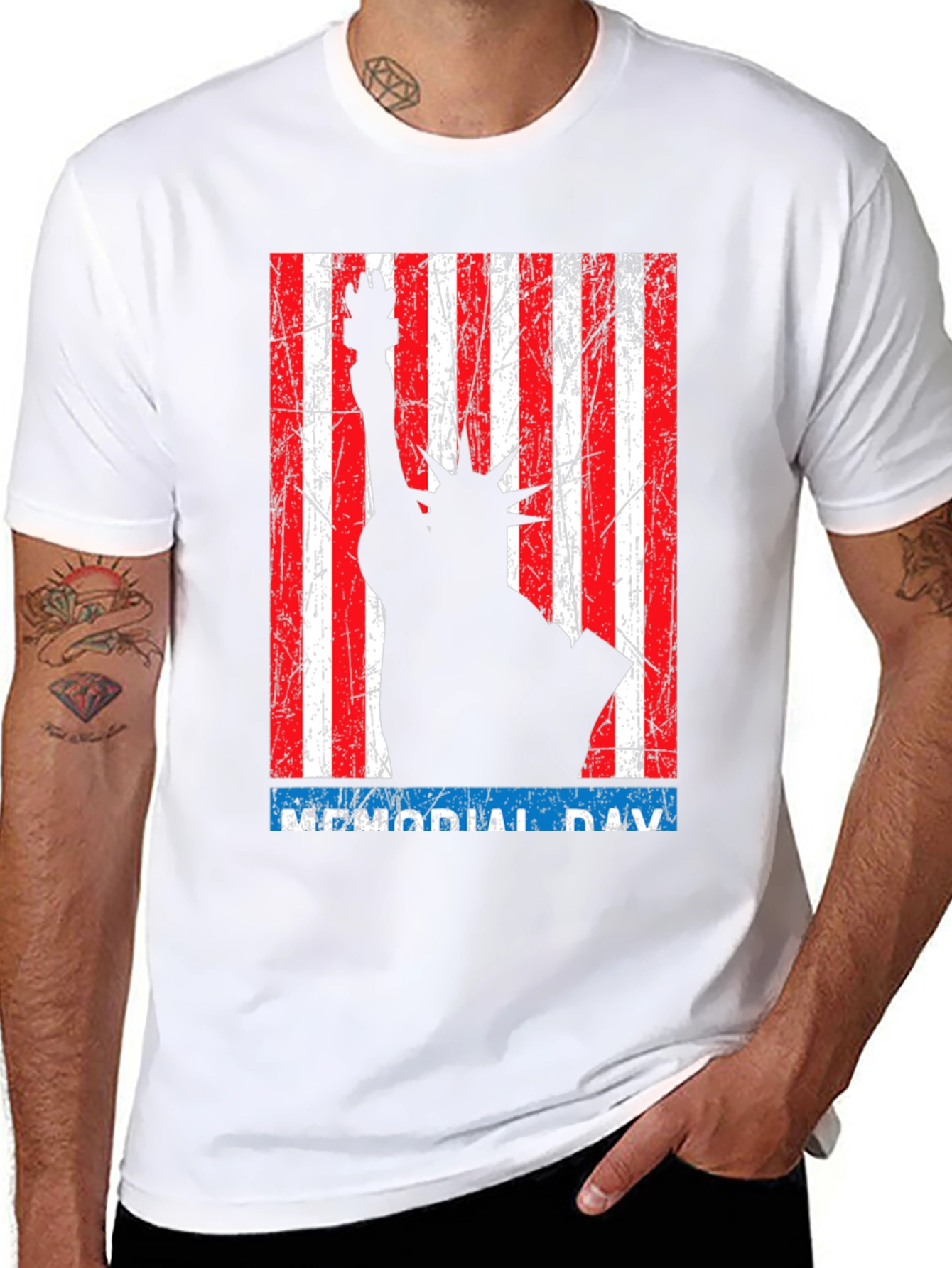 Memorial Day Statue of Liberty Graphic T-Shirt
