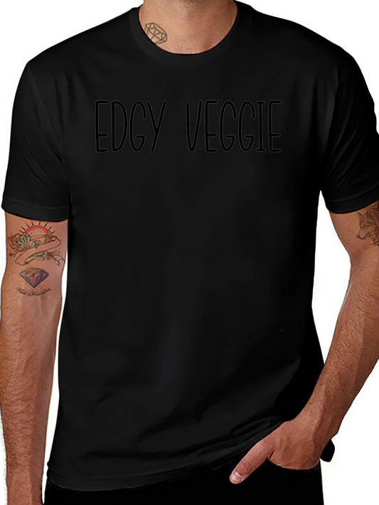 Edgy Veggie Black Graphic T-Shirt - Mens Casual Tee
