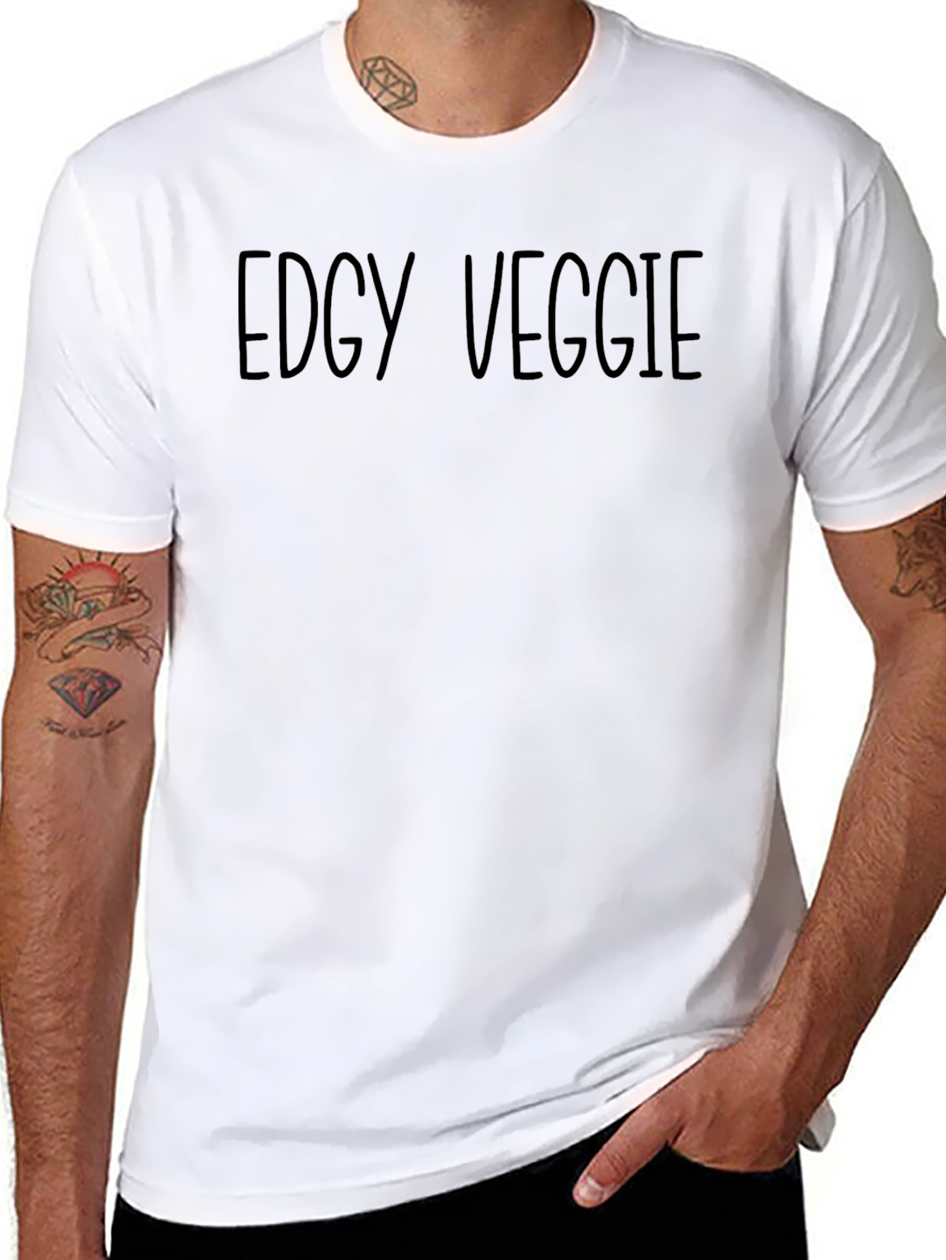 Edgy Veggie Black Graphic T-Shirt - Mens Casual Tee