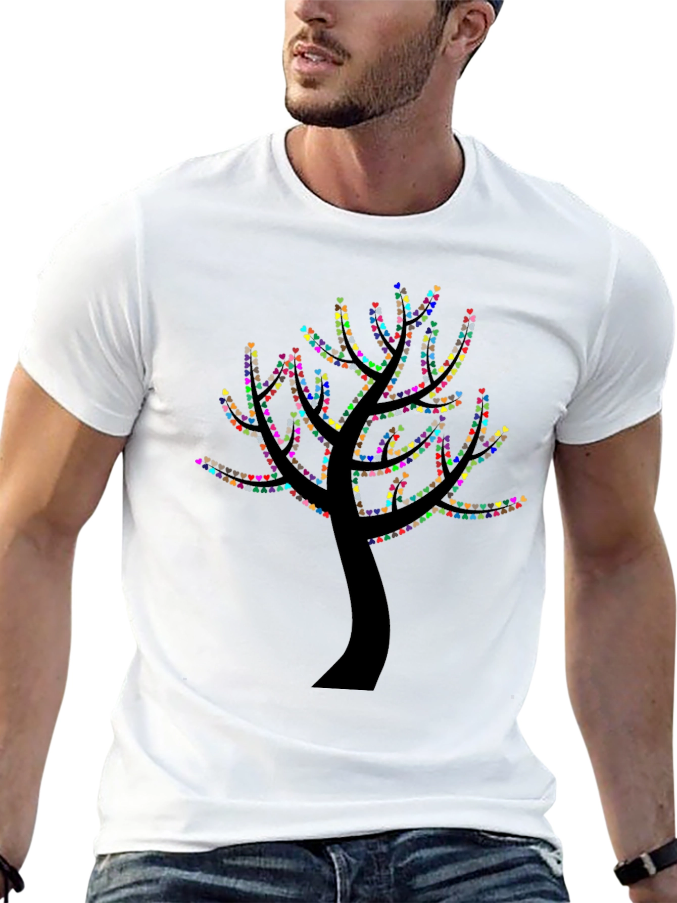 Heart Tree T-Shirt - Black Cotton Graphic Tee