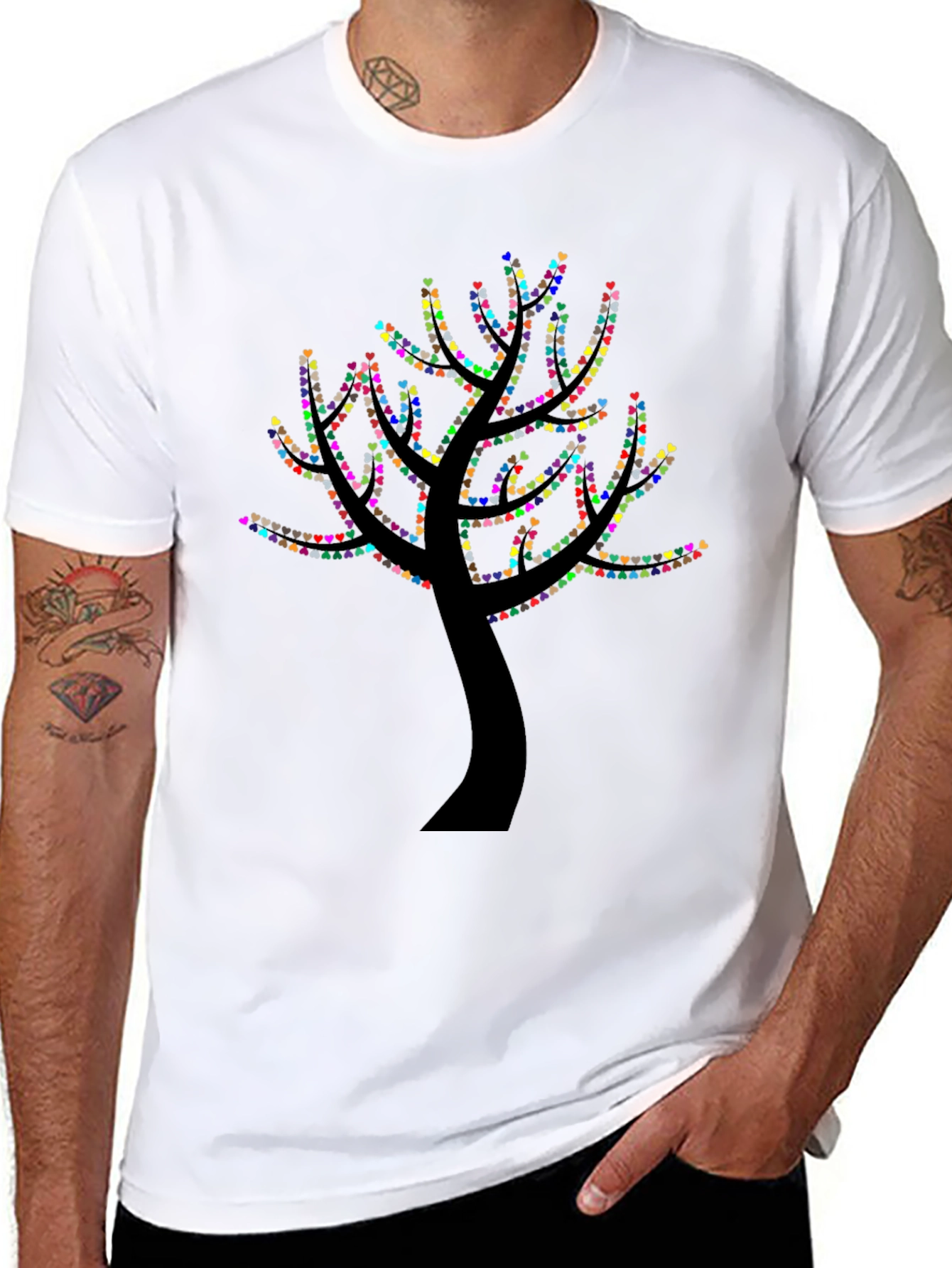 Heart Tree T-Shirt - Black Cotton Graphic Tee
